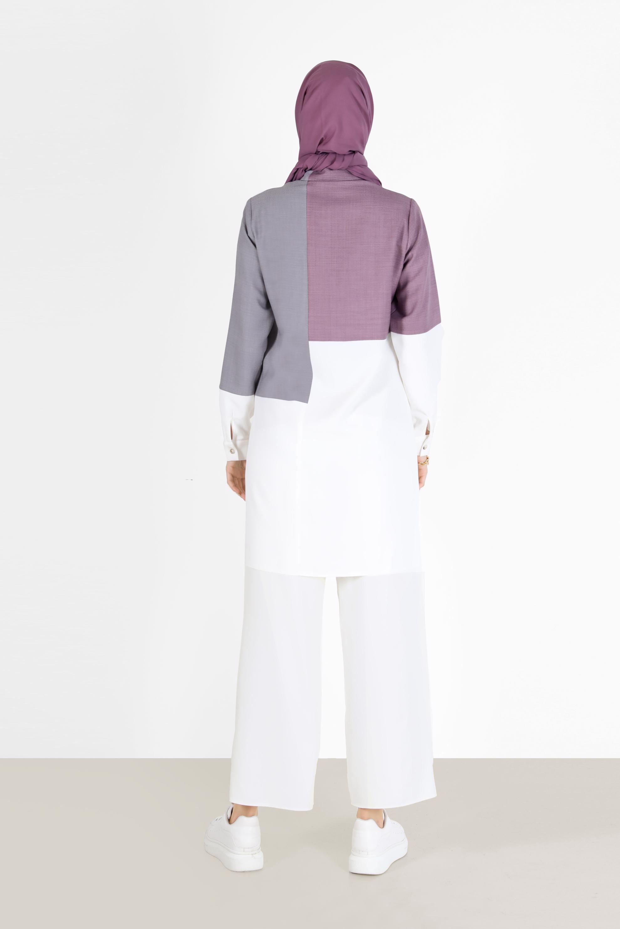 Vêtements hijab GRIS TUNIQUE 3 COULEURS DÉTAIL BOUTONS 42168