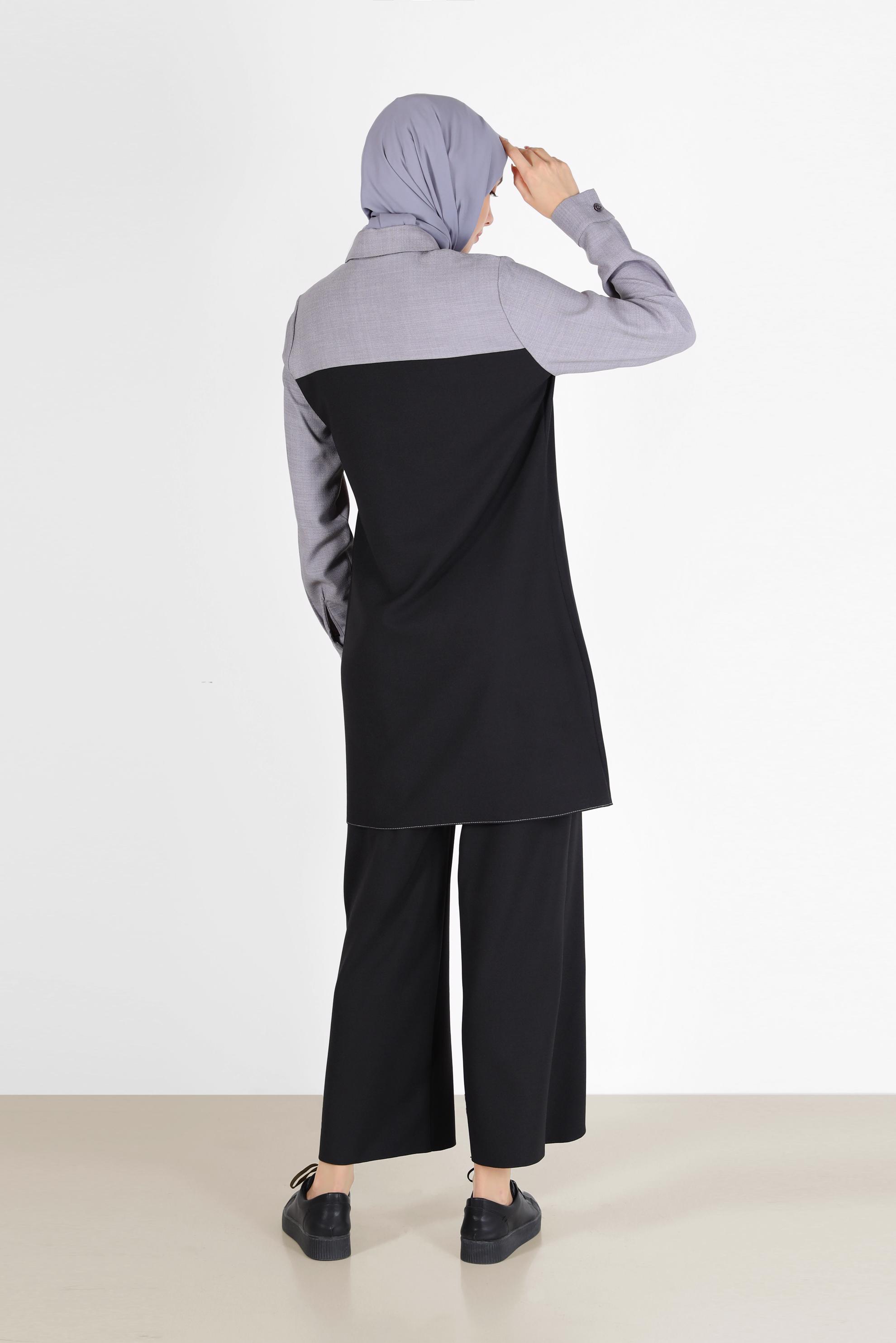 Hijab clothing BLACK POCKET DETAIL 3-COLOR TUNIC 42169 