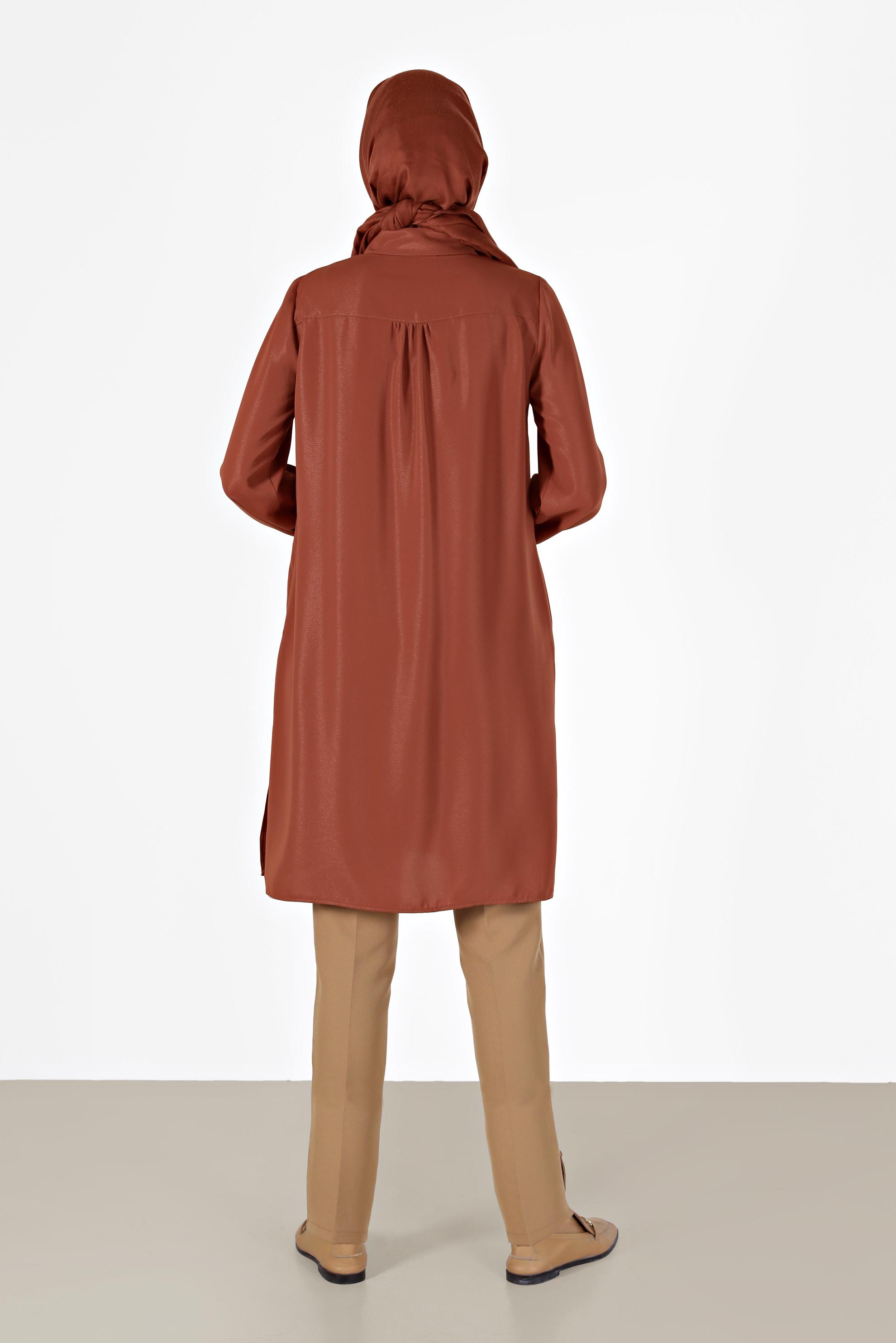 Tesettür giyim TURUNCU DÜĞMELİ KLASİK TUNİK 42201 