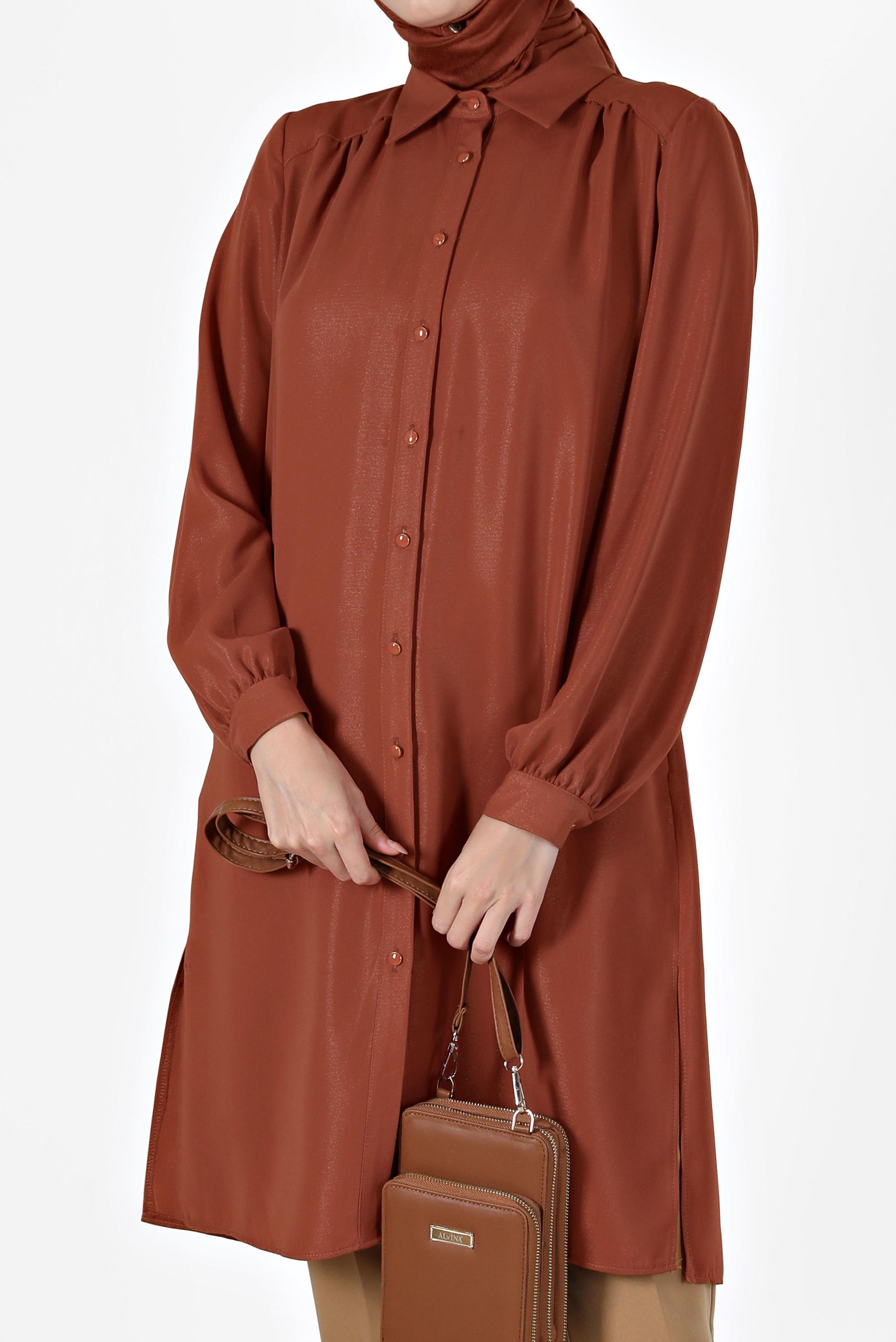 Tesettür giyim TURUNCU DÜĞMELİ KLASİK TUNİK 42201 