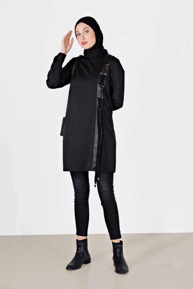 Tesettür giyim  KUŞGÖZÜ DETAYLI TUNİK 42202 - ALVİNA