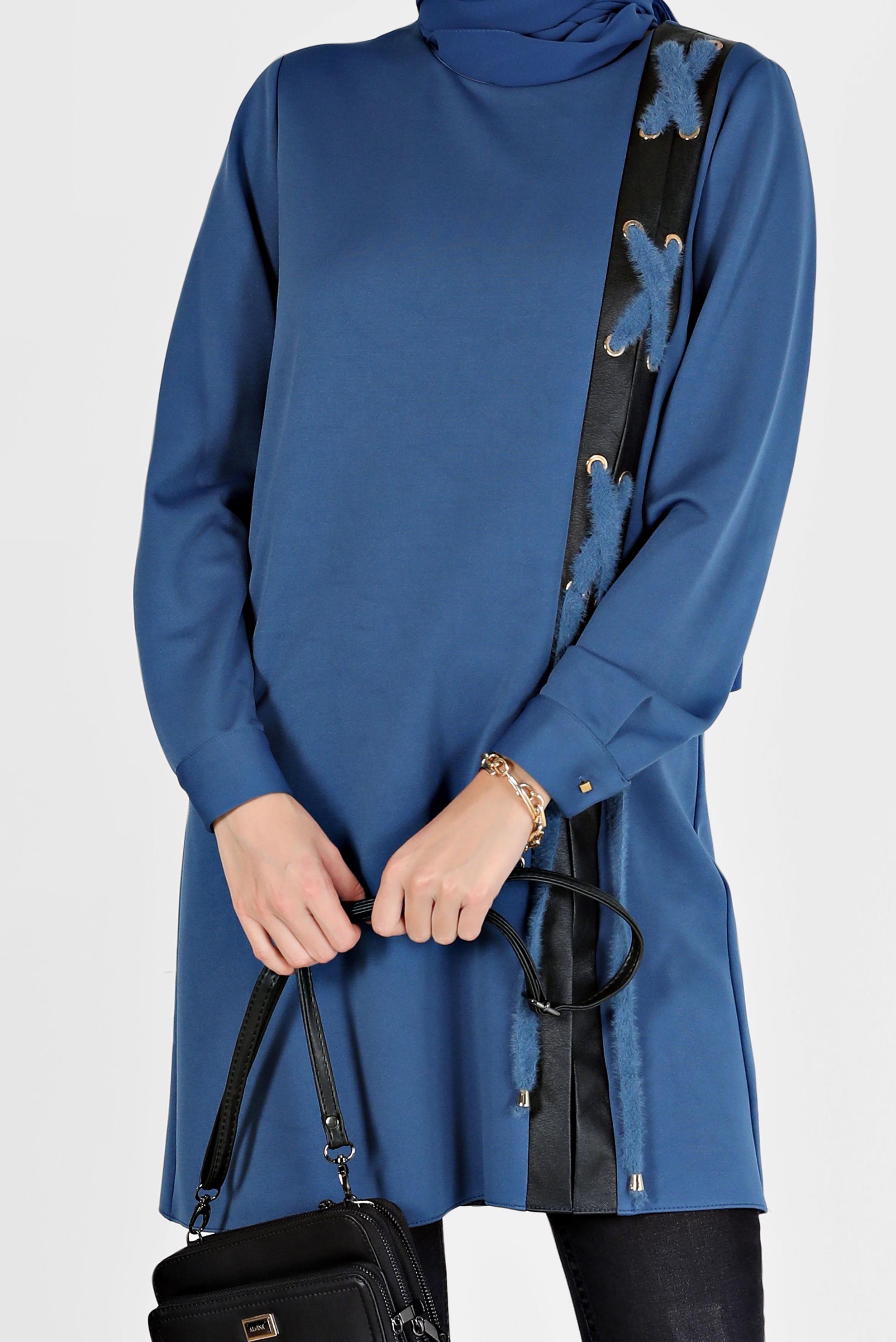 Tesettür giyim LACİVERT KUŞGÖZÜ DETAYLI TUNİK 42202