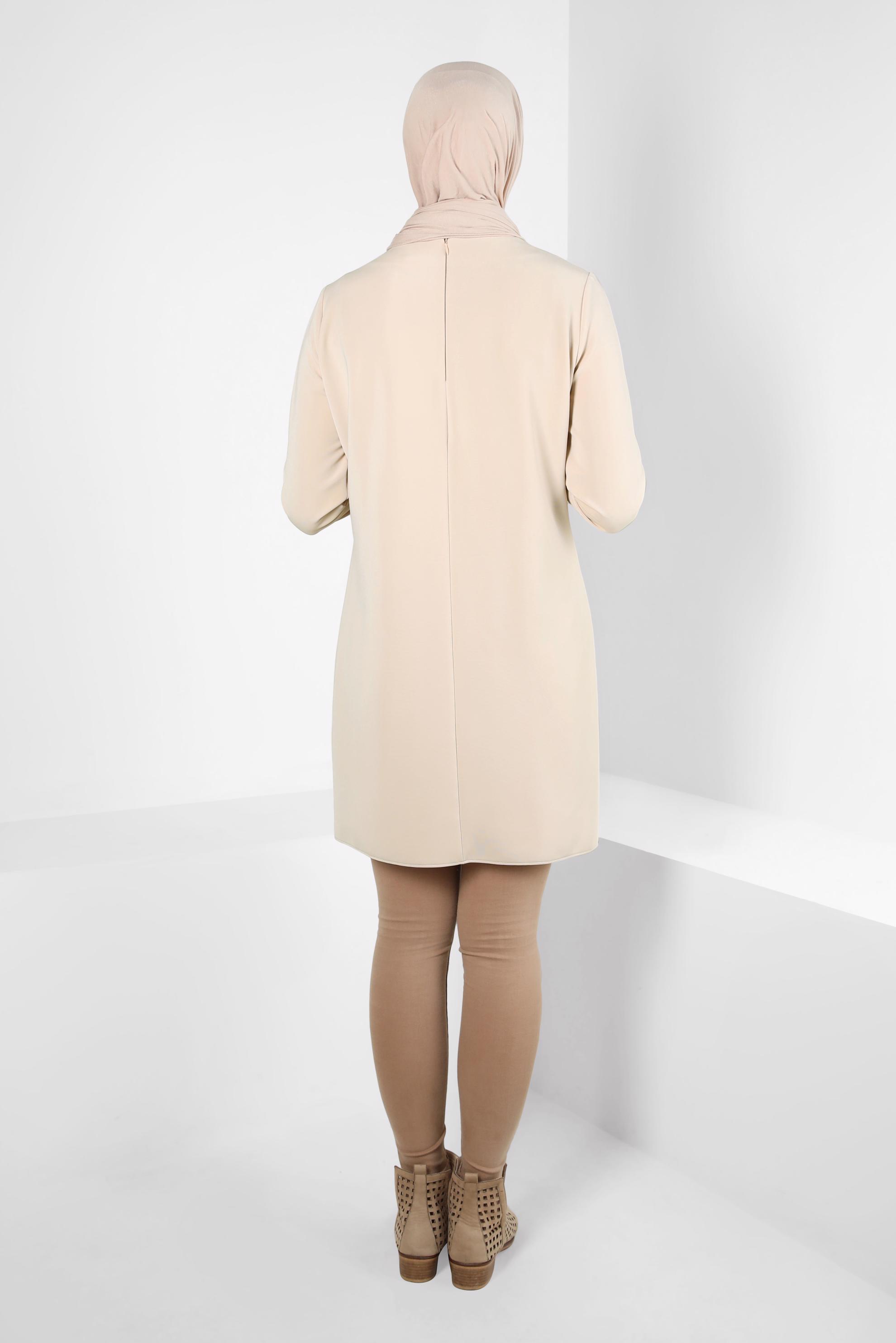 Tesettür giyim BEJ KUŞGÖZÜ DETAYLI TUNİK 42202