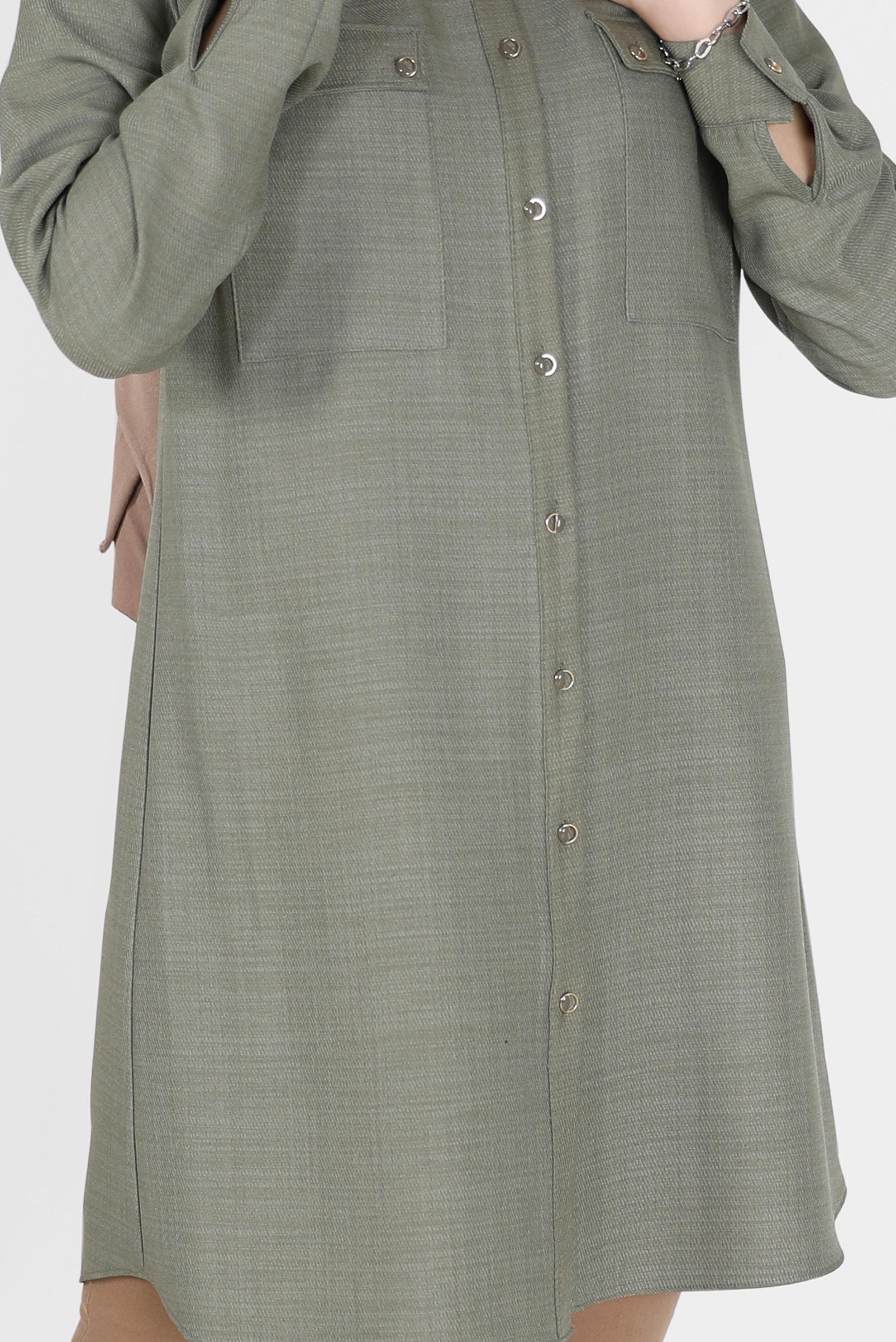 Tesettür giyim YEŞİL DÜĞMELİ CEP DETAYLI TUNİK 42203	