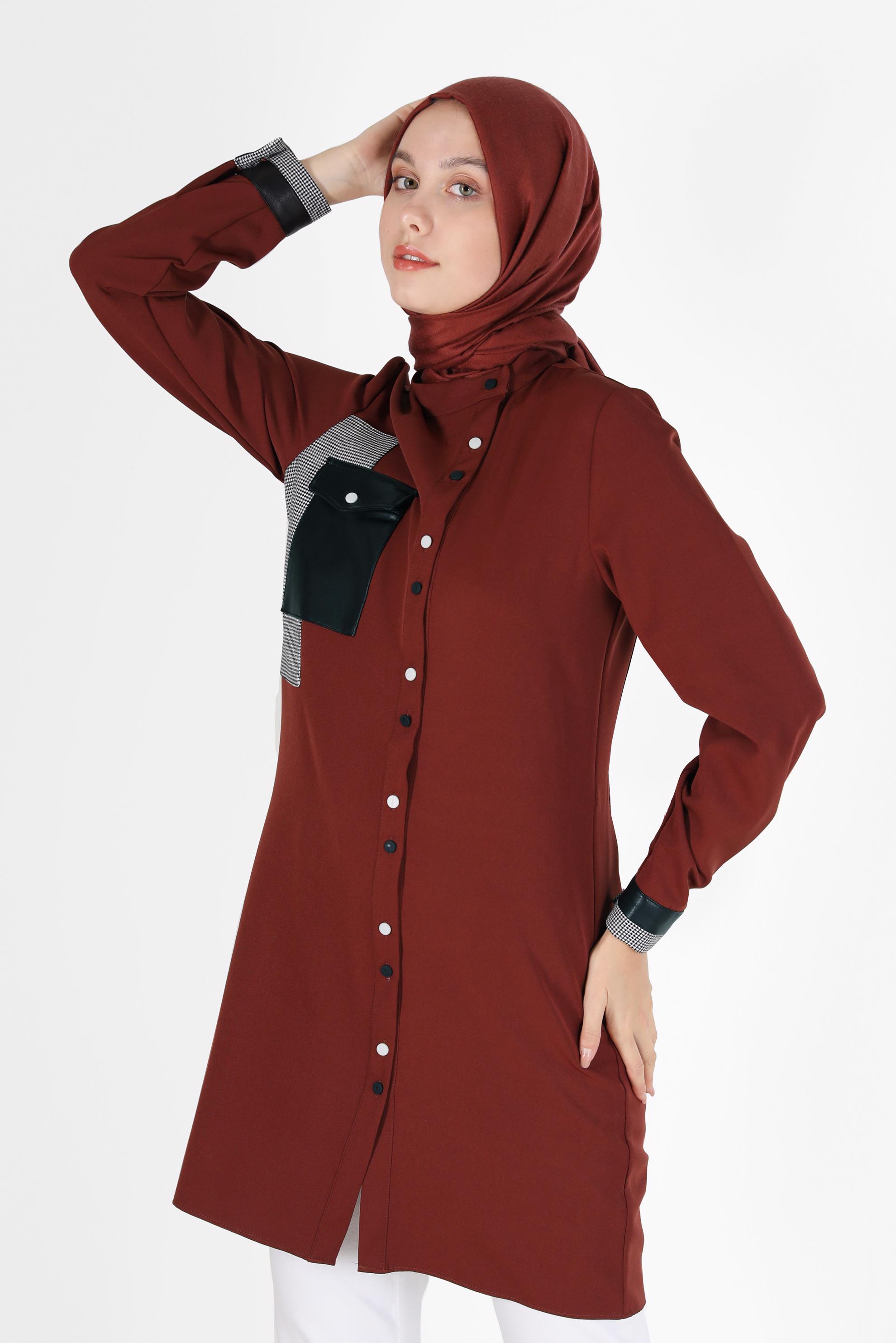 Vêtements hijab BRUN TUNIQUE À REPRISER AVEC PANTALON 42212