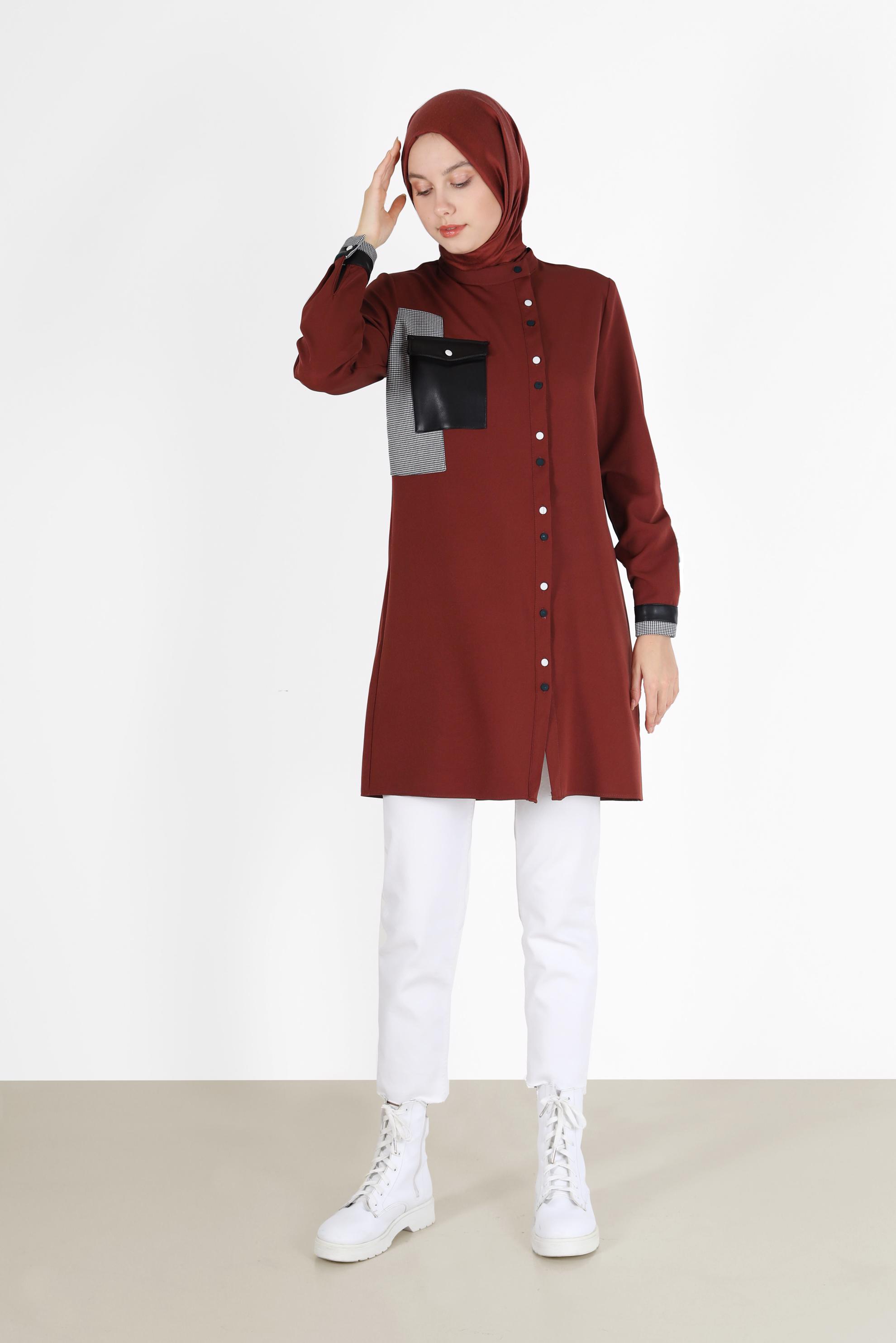 Vêtements hijab BRUN TUNIQUE À REPRISER AVEC PANTALON 42212