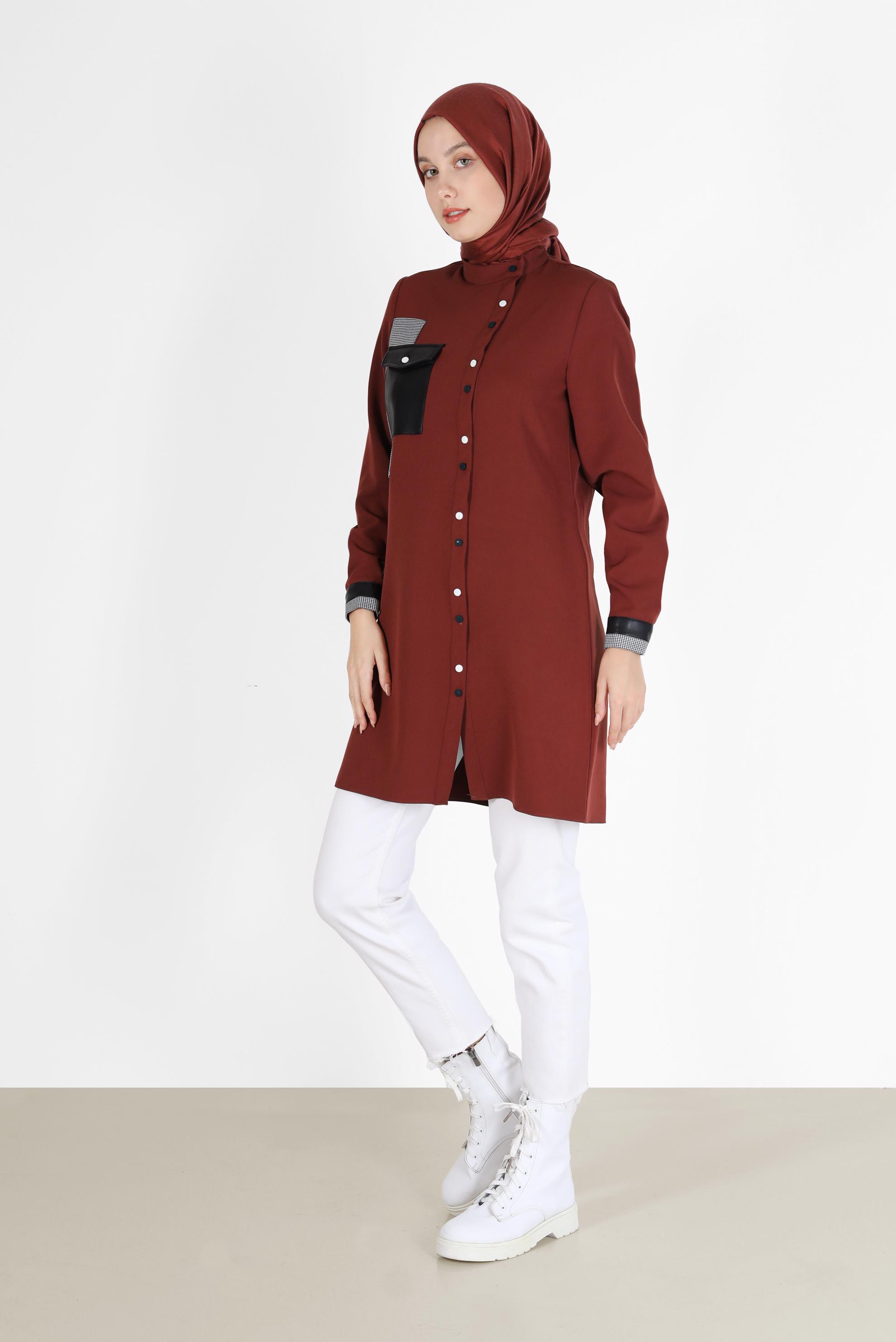 Vêtements hijab BRUN TUNIQUE À REPRISER AVEC PANTALON 42212