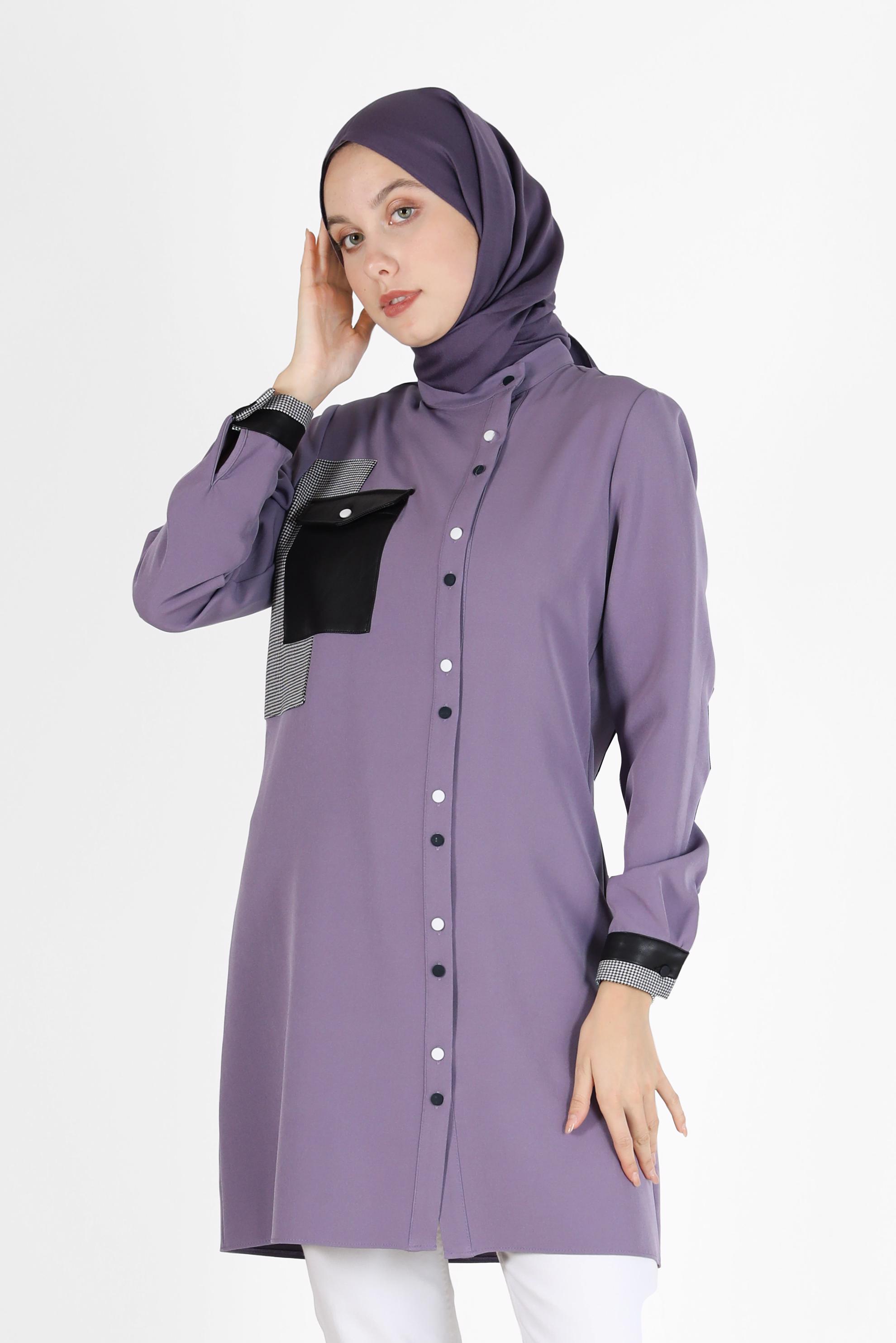 Vêtements hijab POURPRE TUNIQUE À REPRISER AVEC PANTALON 42212