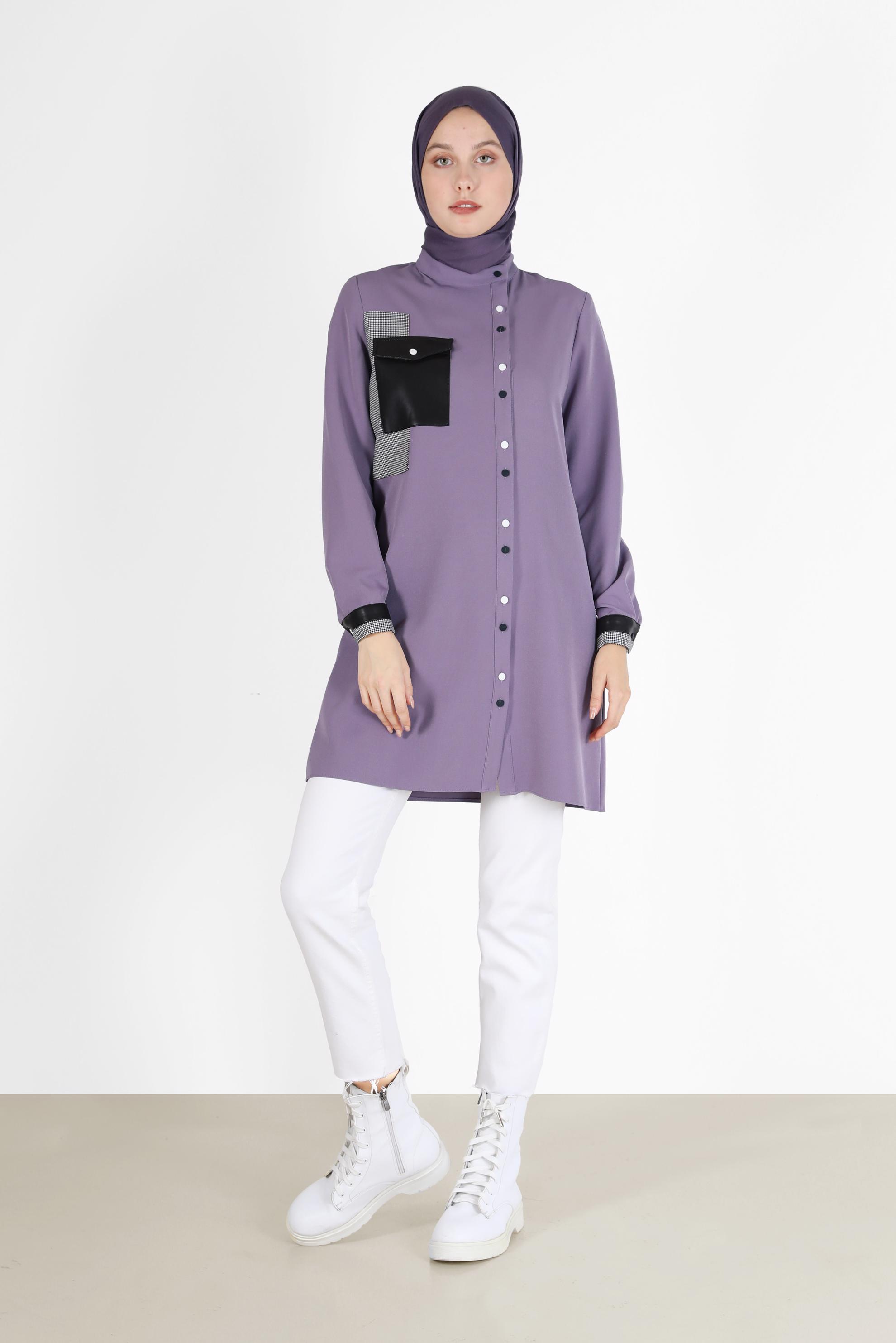 Vêtements hijab POURPRE TUNIQUE À REPRISER AVEC PANTALON 42212
