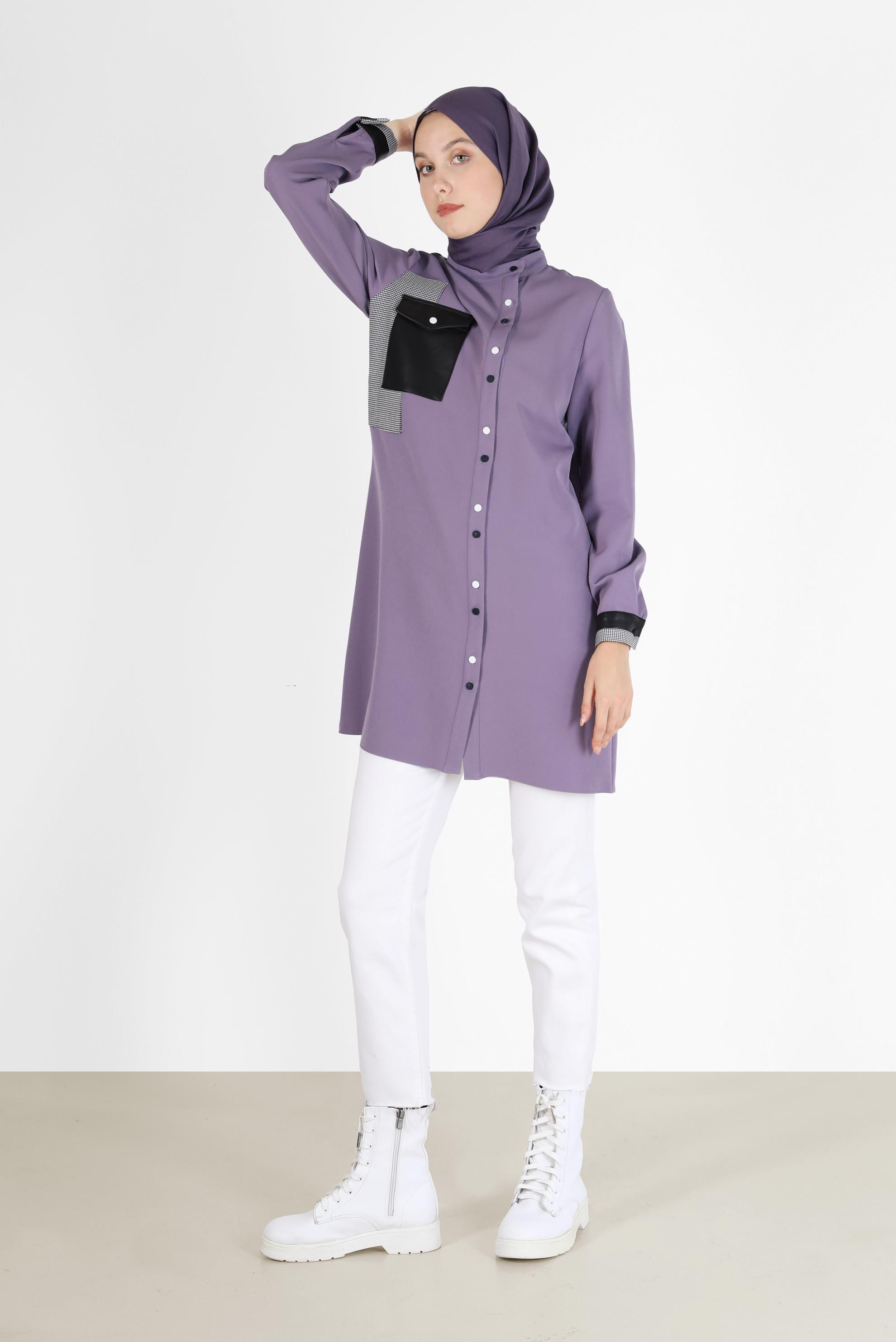 Vêtements hijab POURPRE TUNIQUE À REPRISER AVEC PANTALON 42212