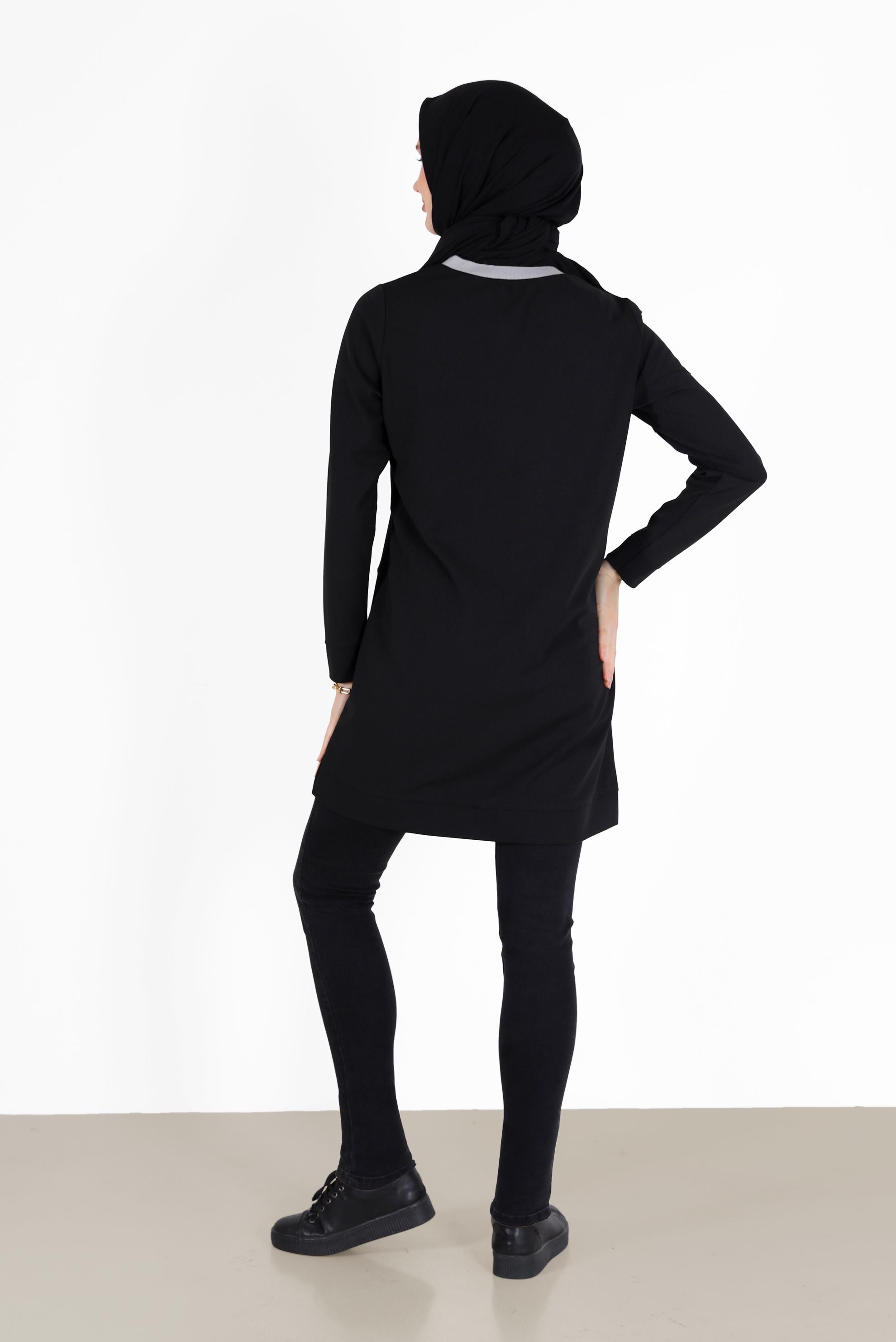 Tesettür giyim SİYAH YAZI BASKILI TUNİK 42224	