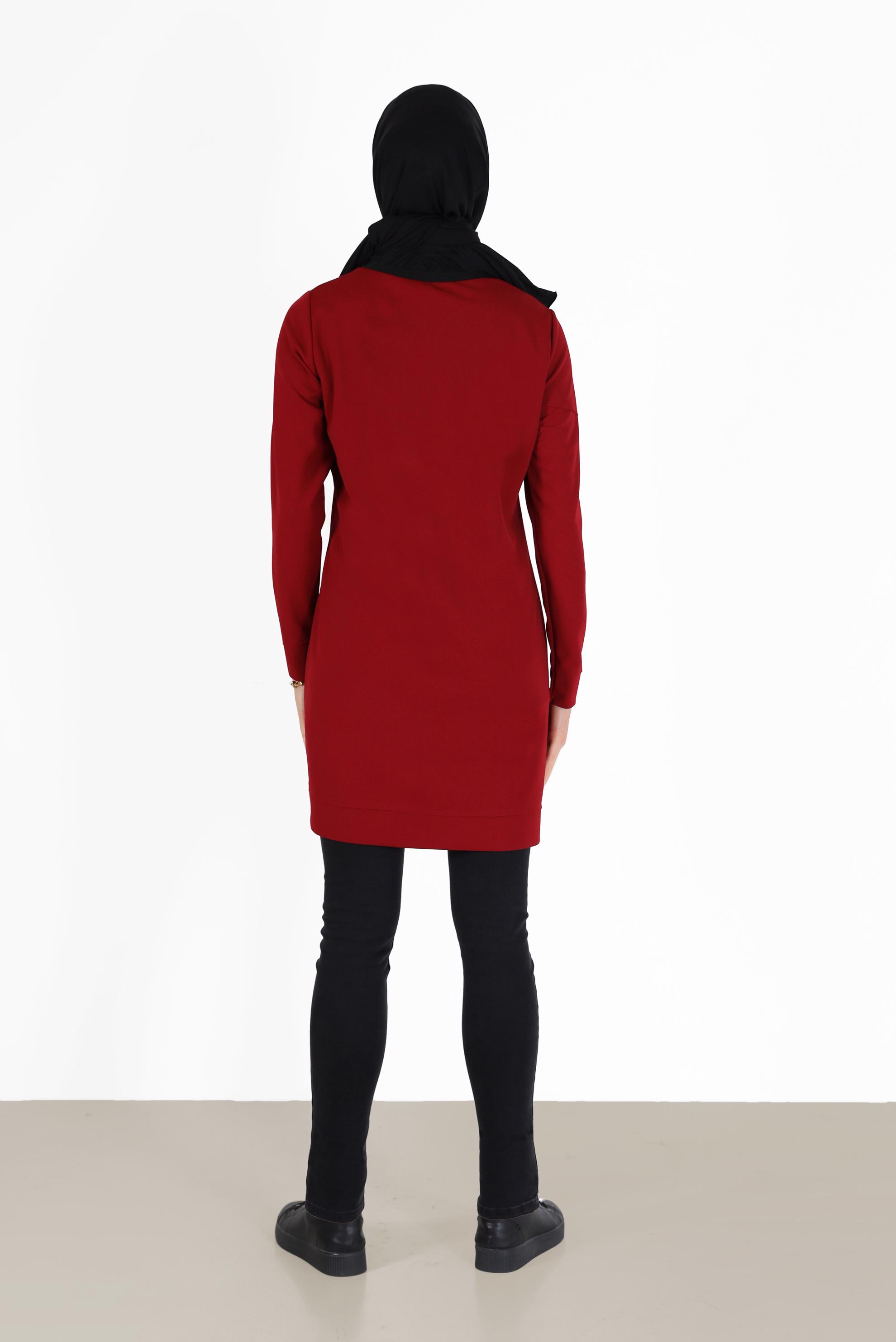 Tesettür giyim KIRMIZI YAZI BASKILI TUNİK 42224	