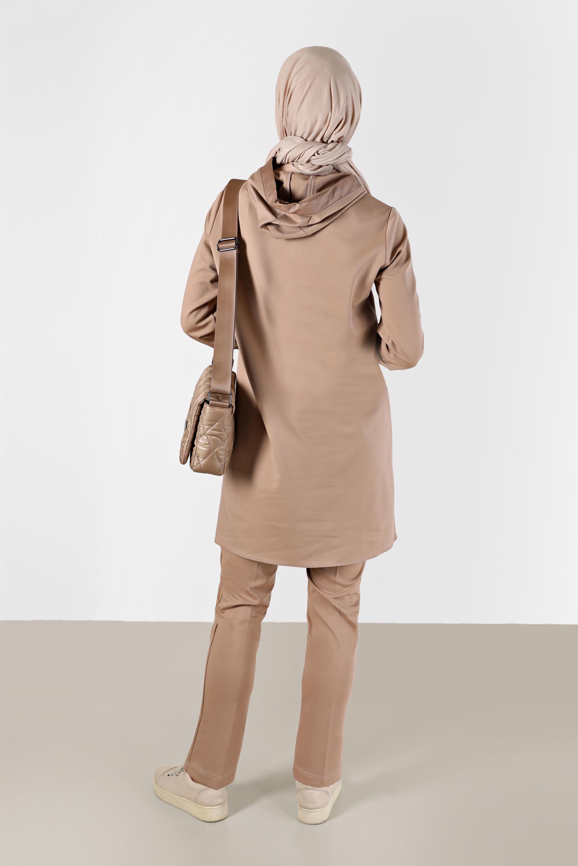 Tesettür giyim TABA KAZAYAĞI DESEN DETAYLI TUNİK 42226	