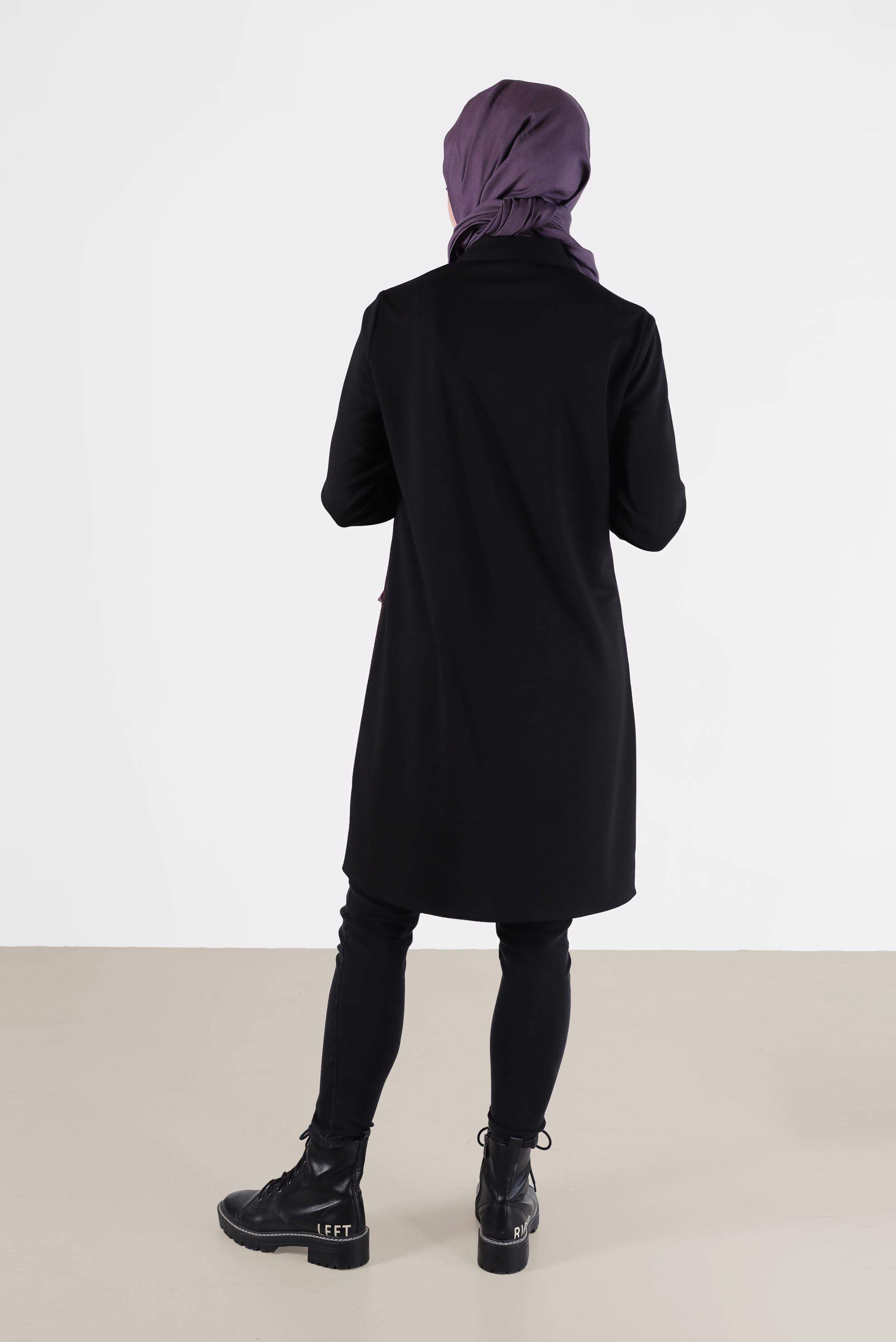 Tesettür giyim MÜRDÜM KAZAYAĞI DESEN DETAYLI TUNİK 42230-1 