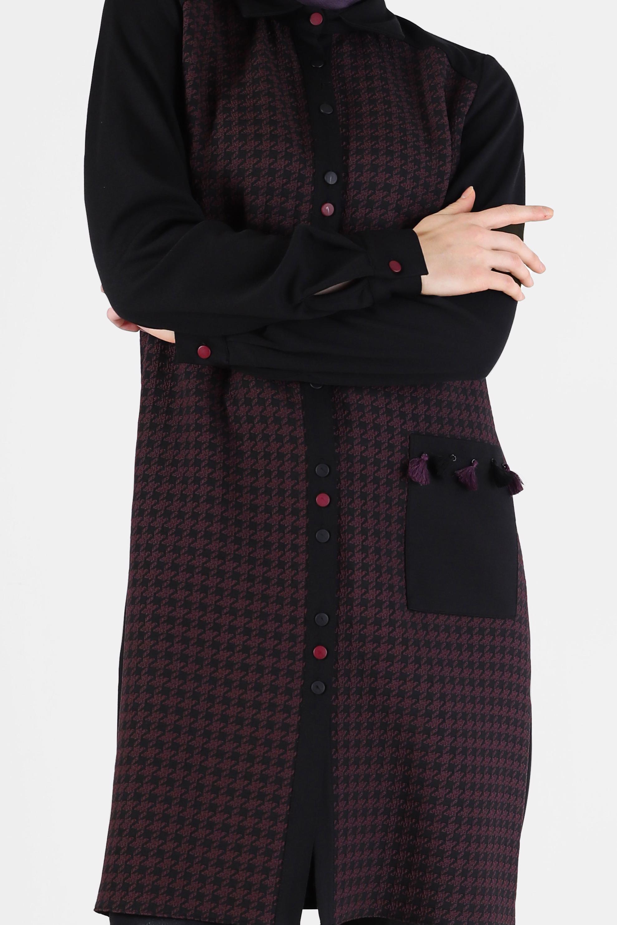 Tesettür giyim MÜRDÜM KAZAYAĞI DESEN DETAYLI TUNİK 42230-1 