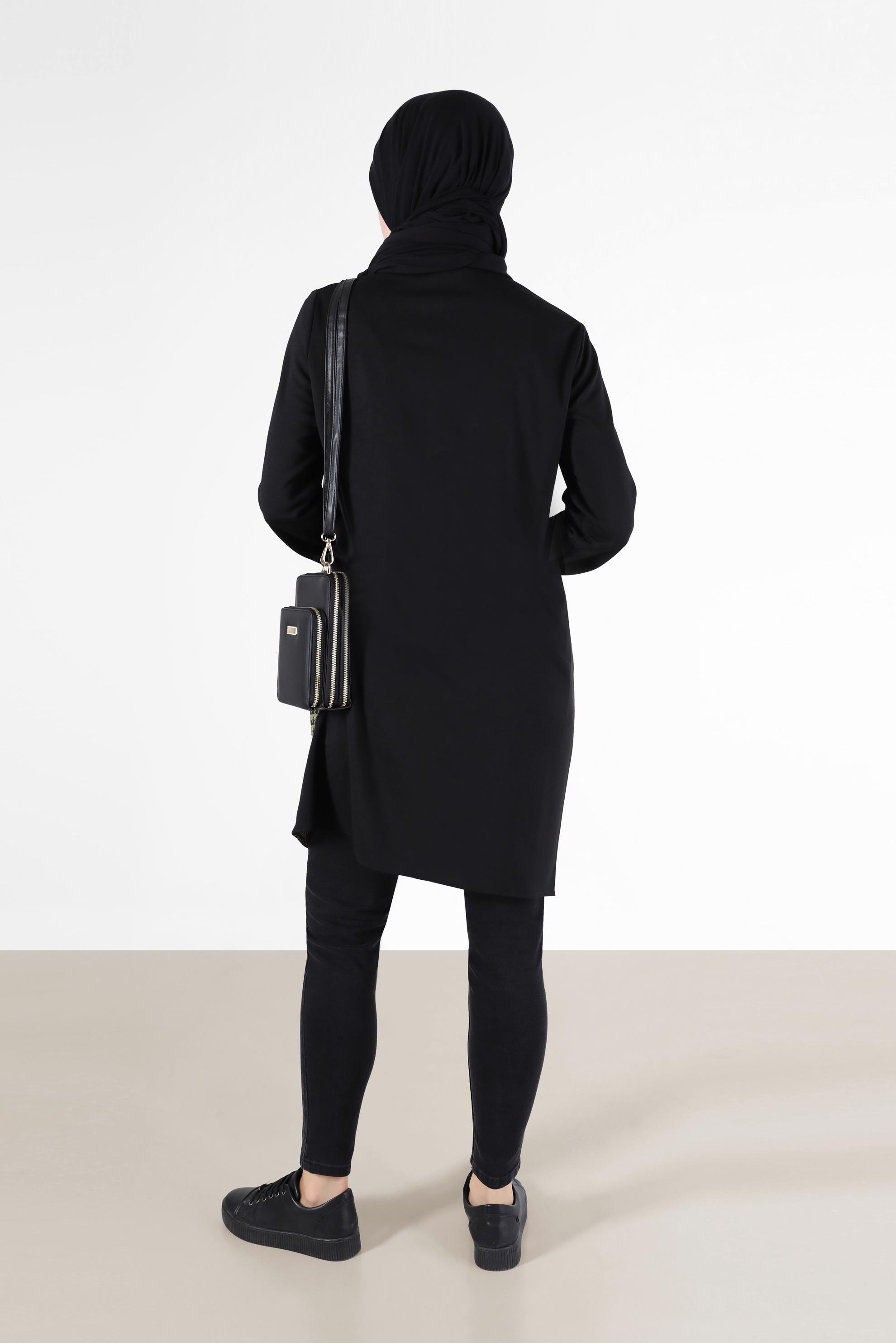 Tesettür giyim YEŞİL KAZAYAĞI DESEN DETAYLI TUNİK 42230-1 