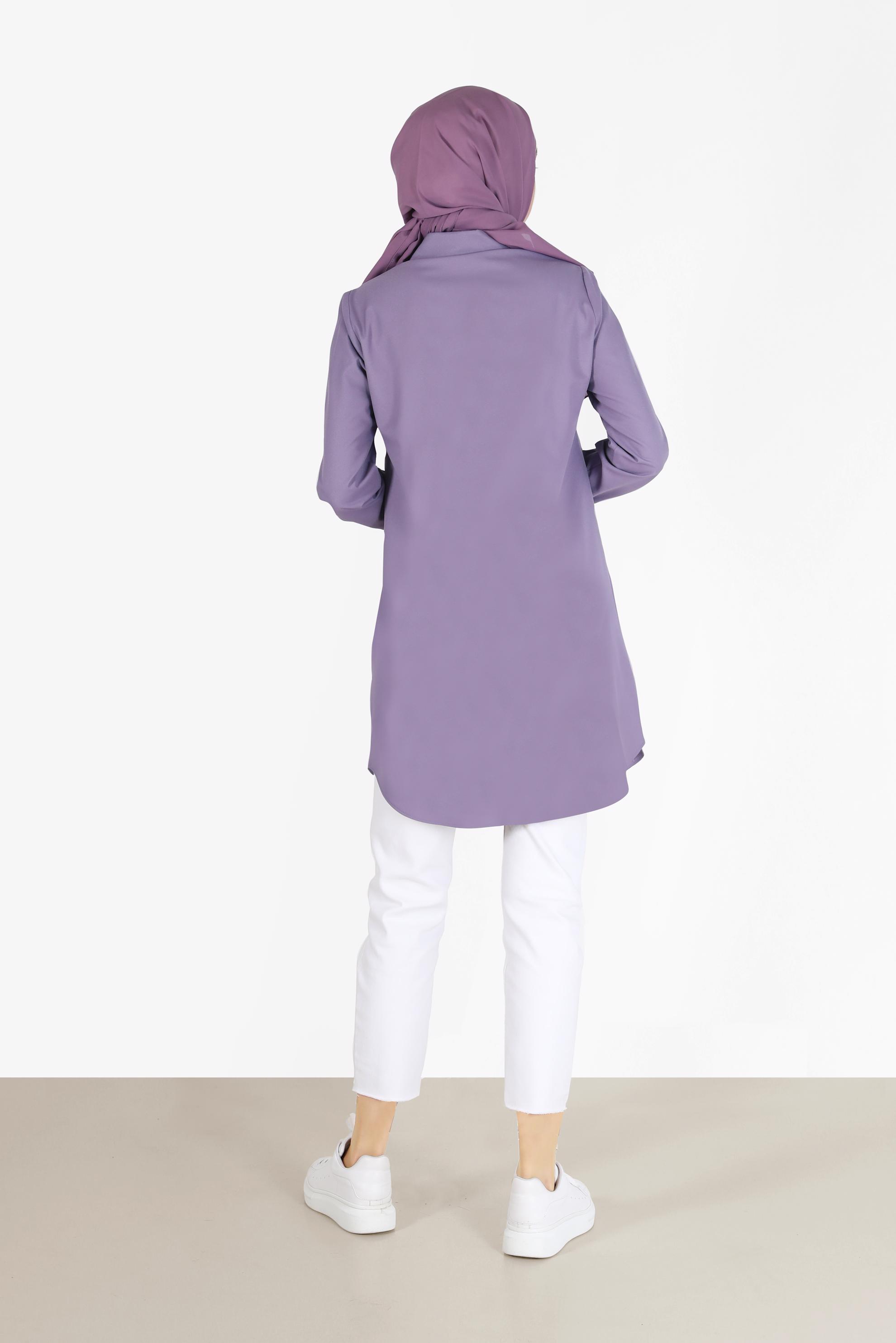 Tesettür giyim MOR İKİ RENKLİ CEP DETAYLI TUNİK 42232 