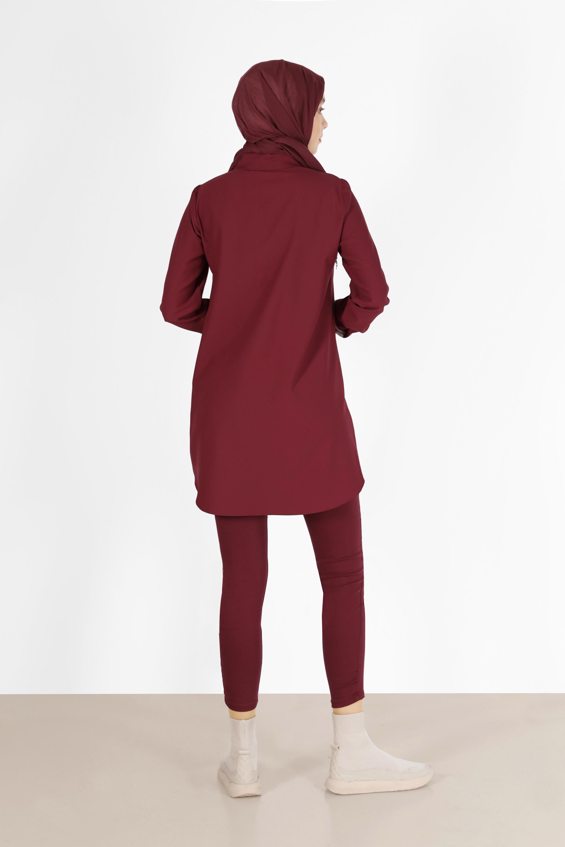 Vêtements hijab PRUNE TUNIQUE DÉTAILLÉE À POCHES BICOLORE 42232