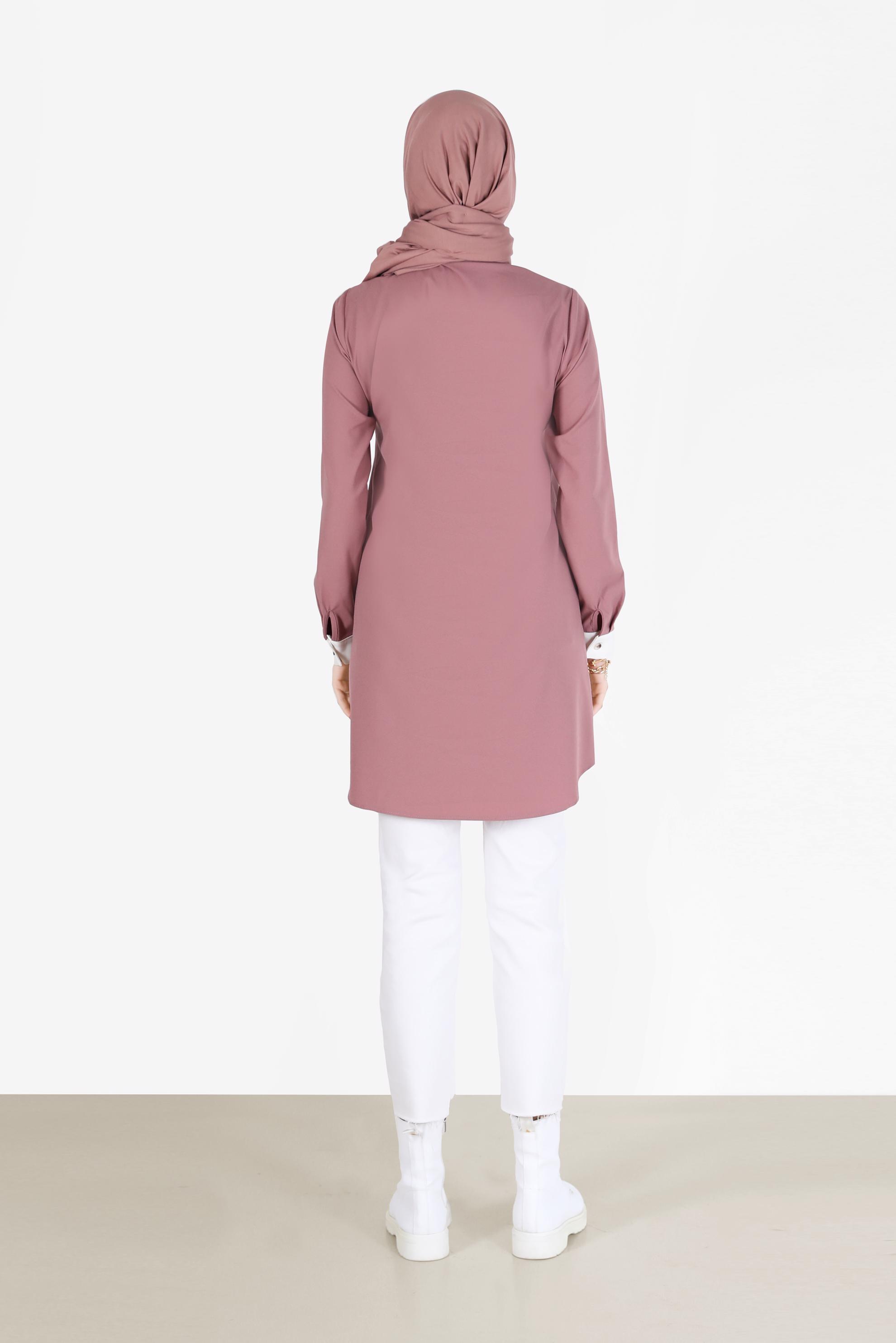 Hijab clothing PINK TWO COLOR POCKET DETAIL TUNIC 42232 