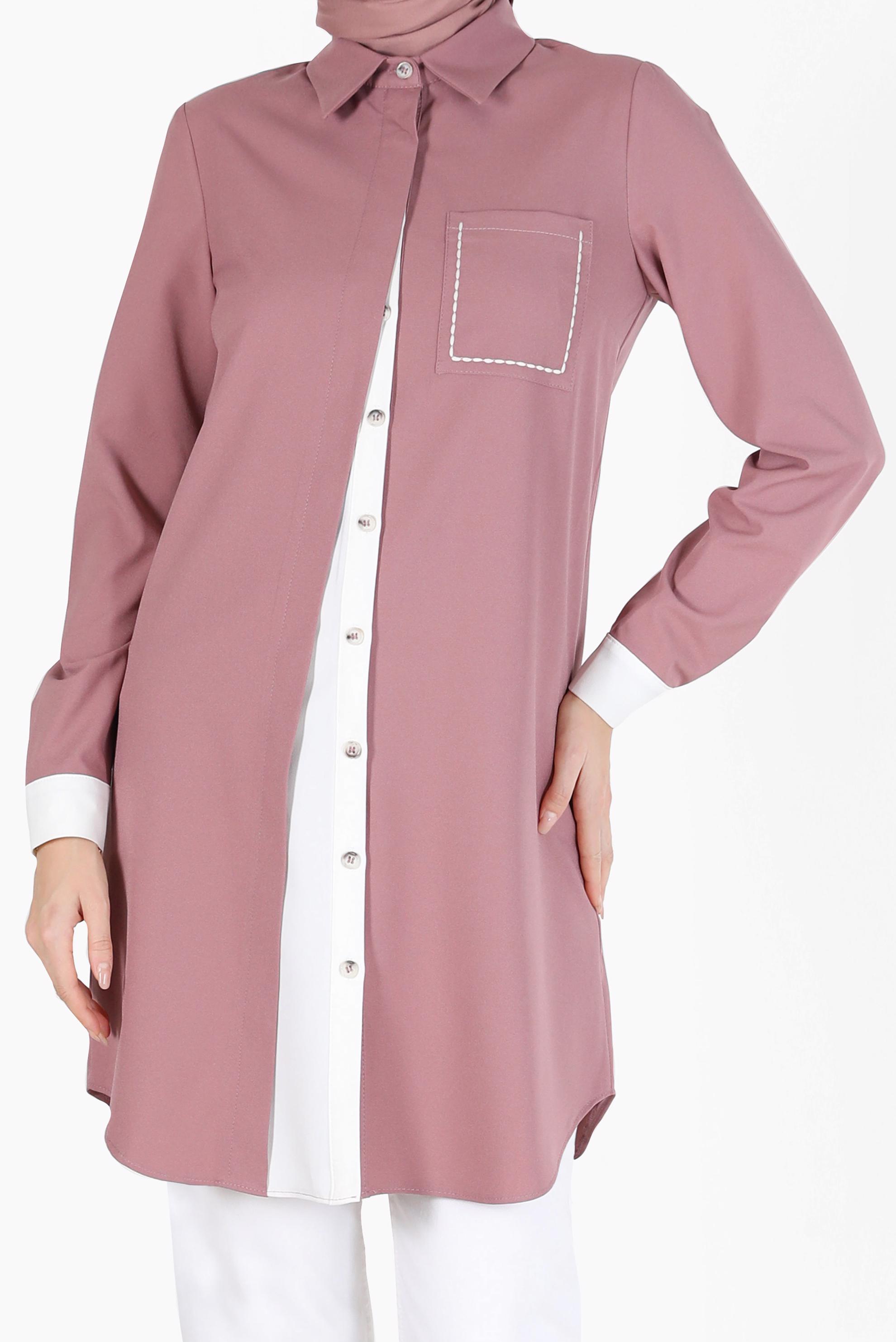 Hijab clothing PINK TWO COLOR POCKET DETAIL TUNIC 42232 