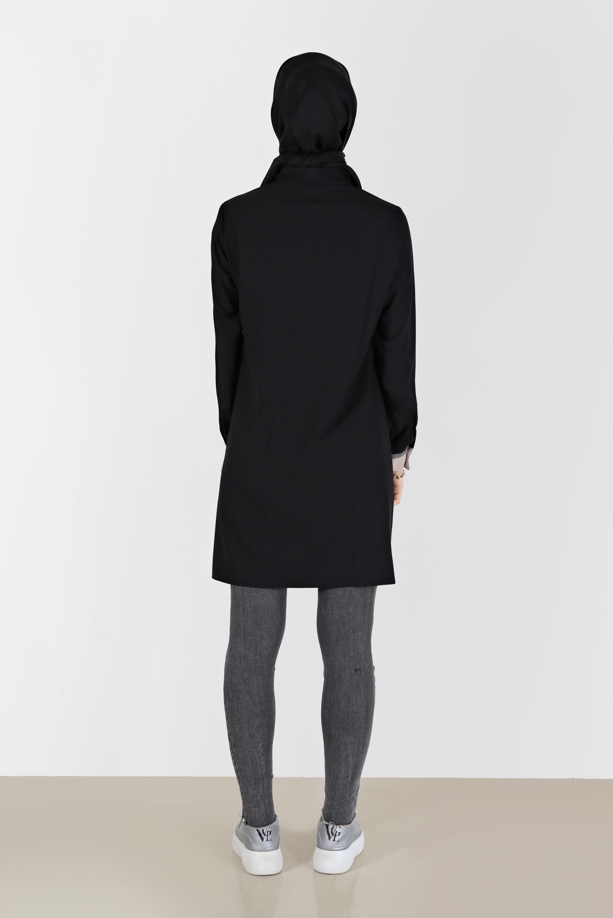 Tesettür giyim SİYAH GEOMETRİK ŞEKİL DETAYLI TUNİK 42234 