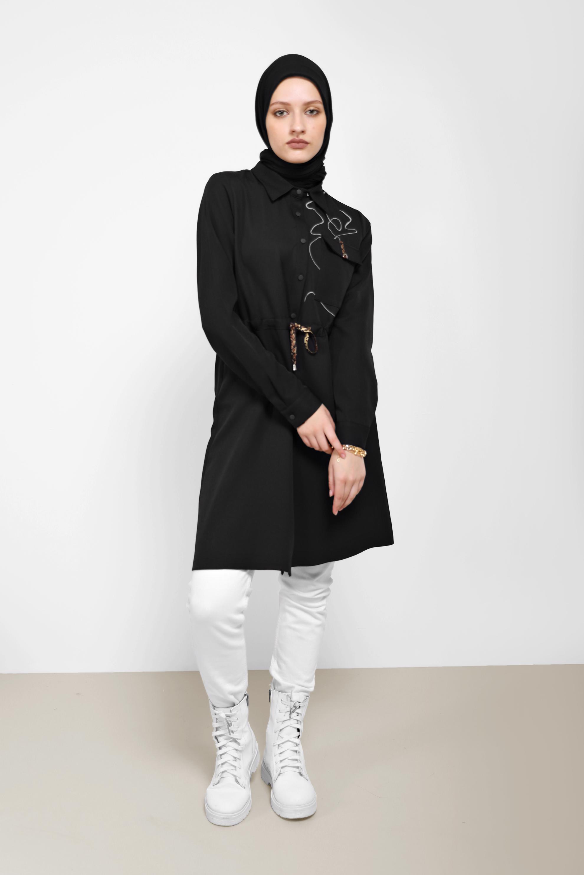 Hijab clothing BLACK TIE DETAIL TUNIC 42250 
