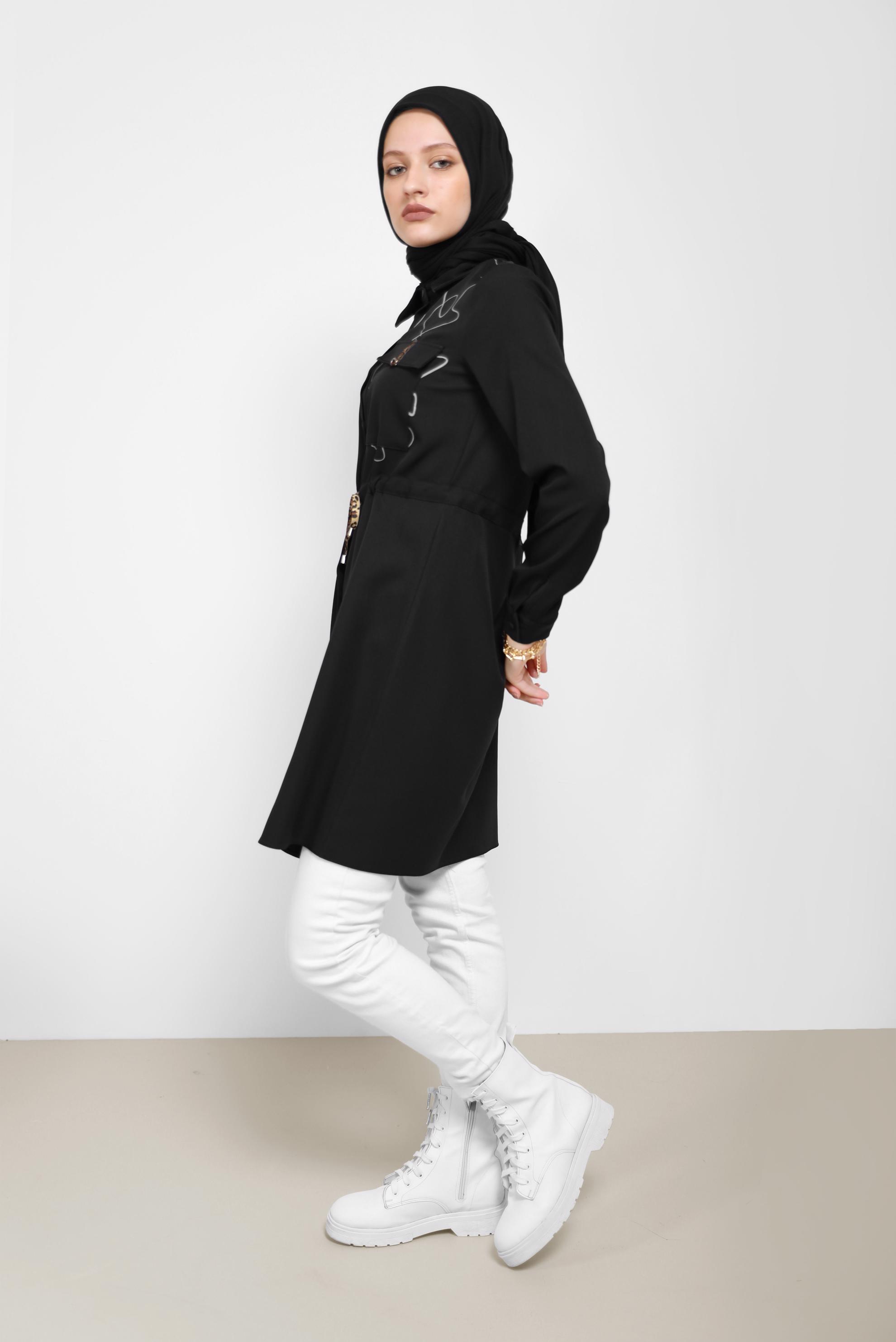 Hijab clothing BLACK TIE DETAIL TUNIC 42250 