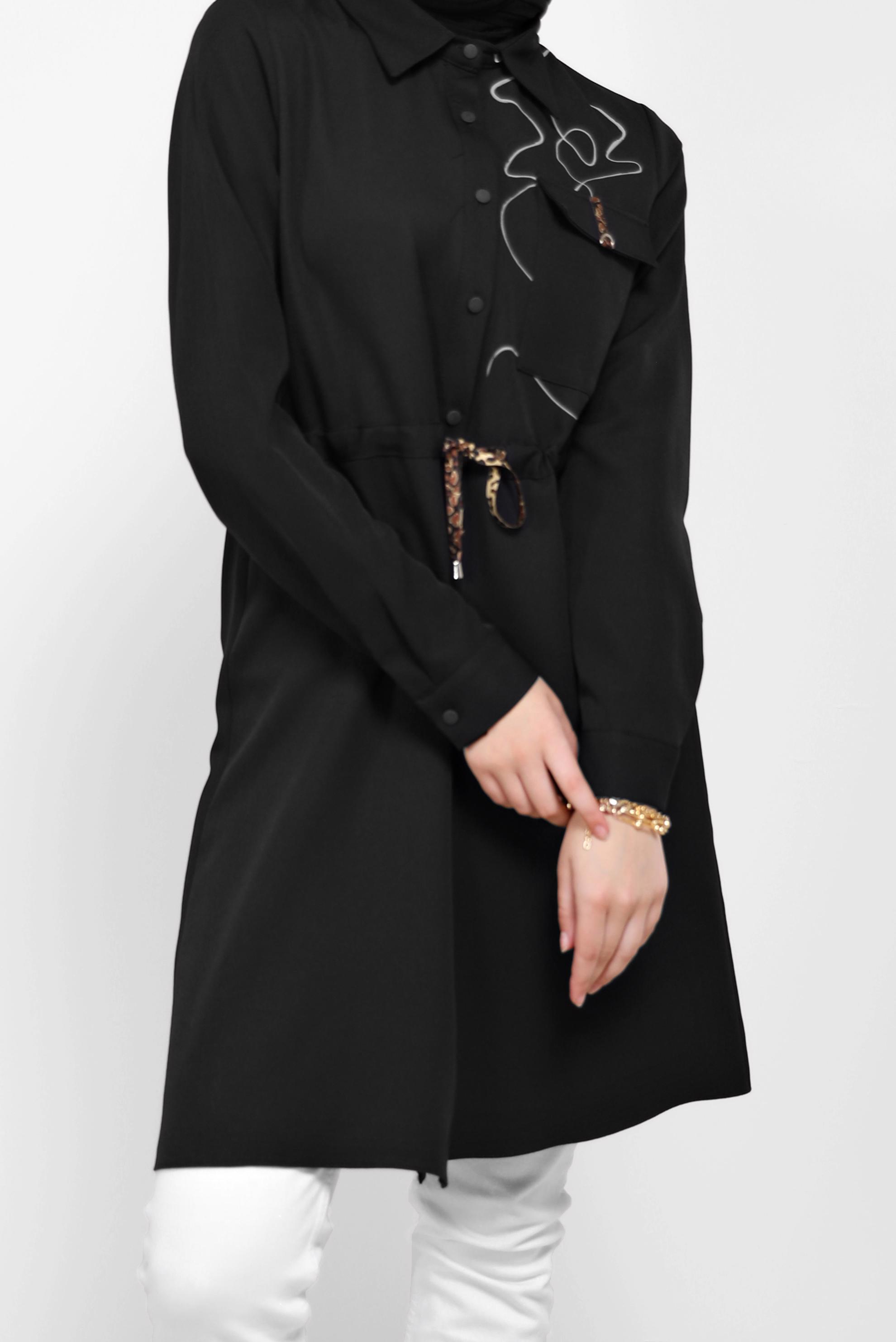 Hijab clothing BLACK TIE DETAIL TUNIC 42250 
