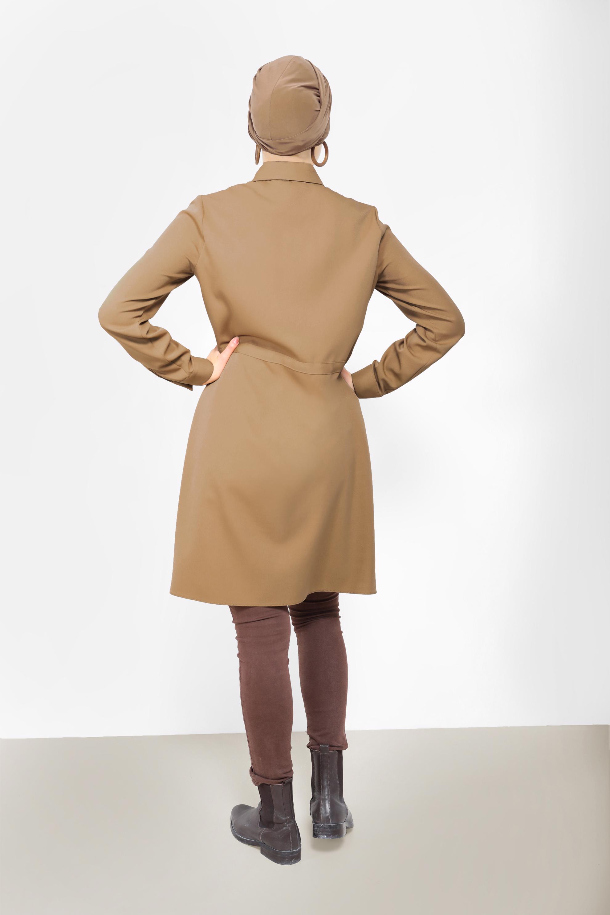 Tesettür giyim KAHVE BELDEN BAĞLAMALI TUNİK 42250 