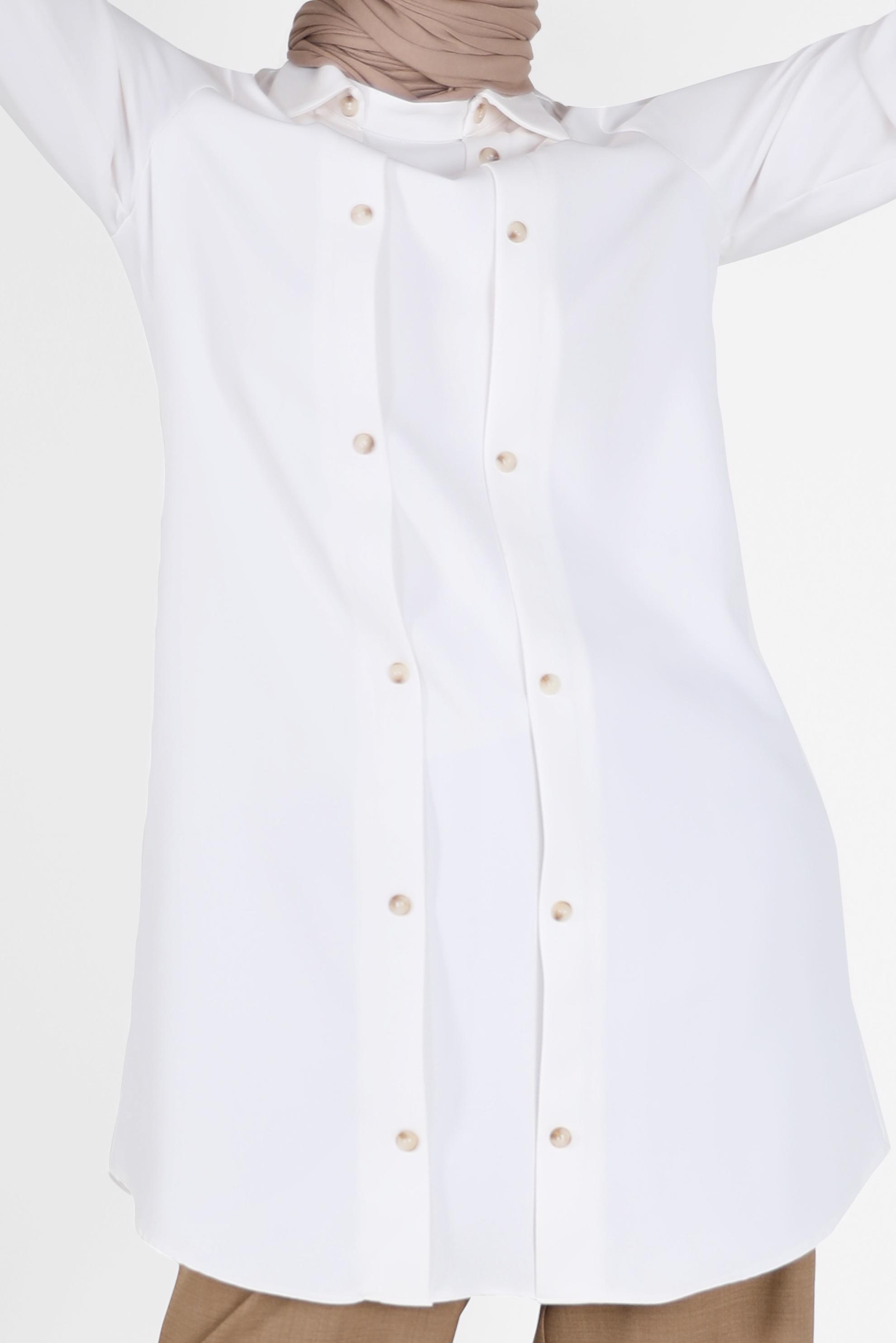 Tesettür giyim BEYAZ DÜĞME DETAYLI TUNİK 42257 