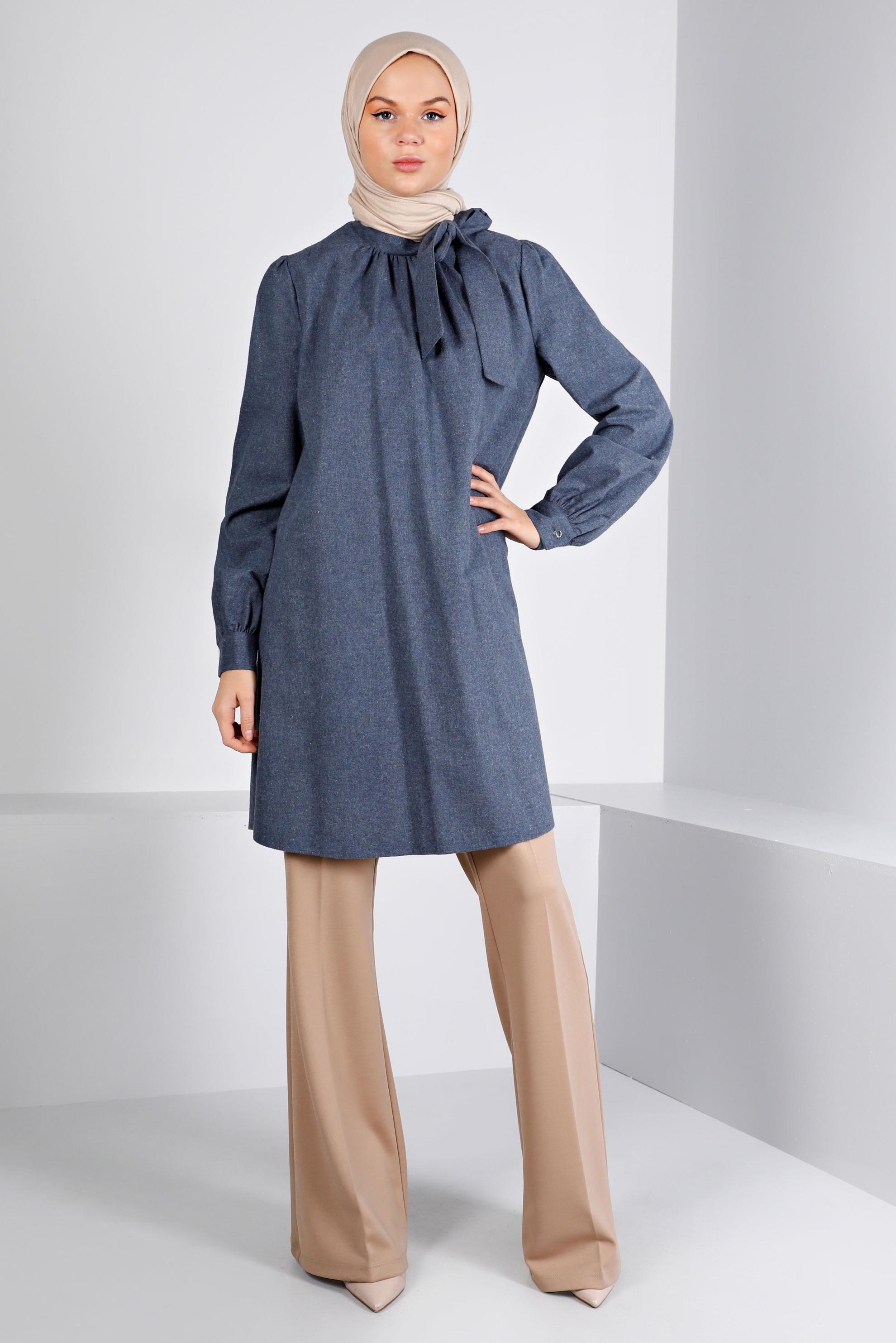 Vêtements hijab BLEU MARINE TUNIQUE EN COTON 42259