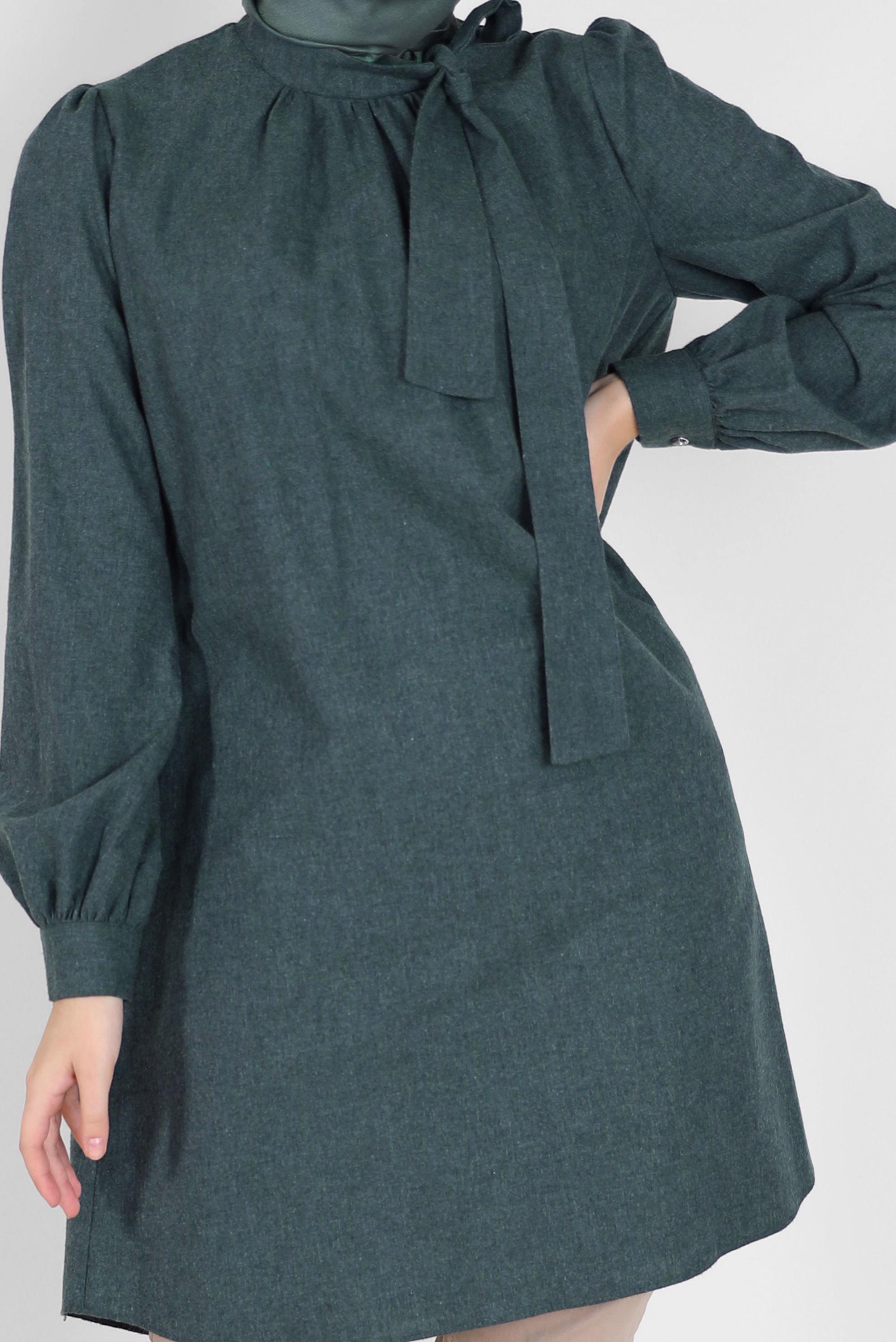 Tesettür giyim LACİVERT BAĞLAMA DETAYLI PAMUKLU TUNİK 42259