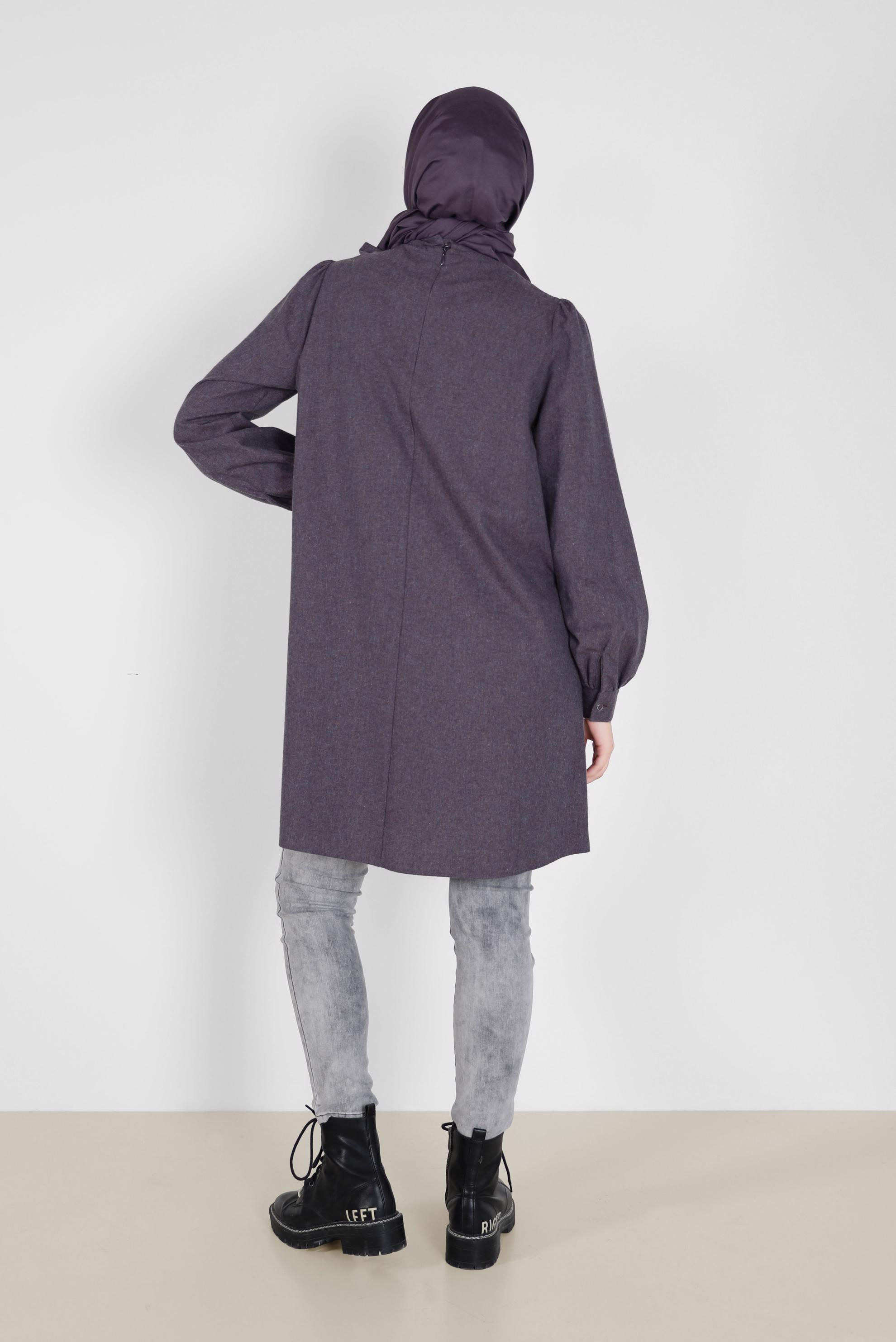 Tesettür giyim LACİVERT BAĞLAMA DETAYLI PAMUKLU TUNİK 42259