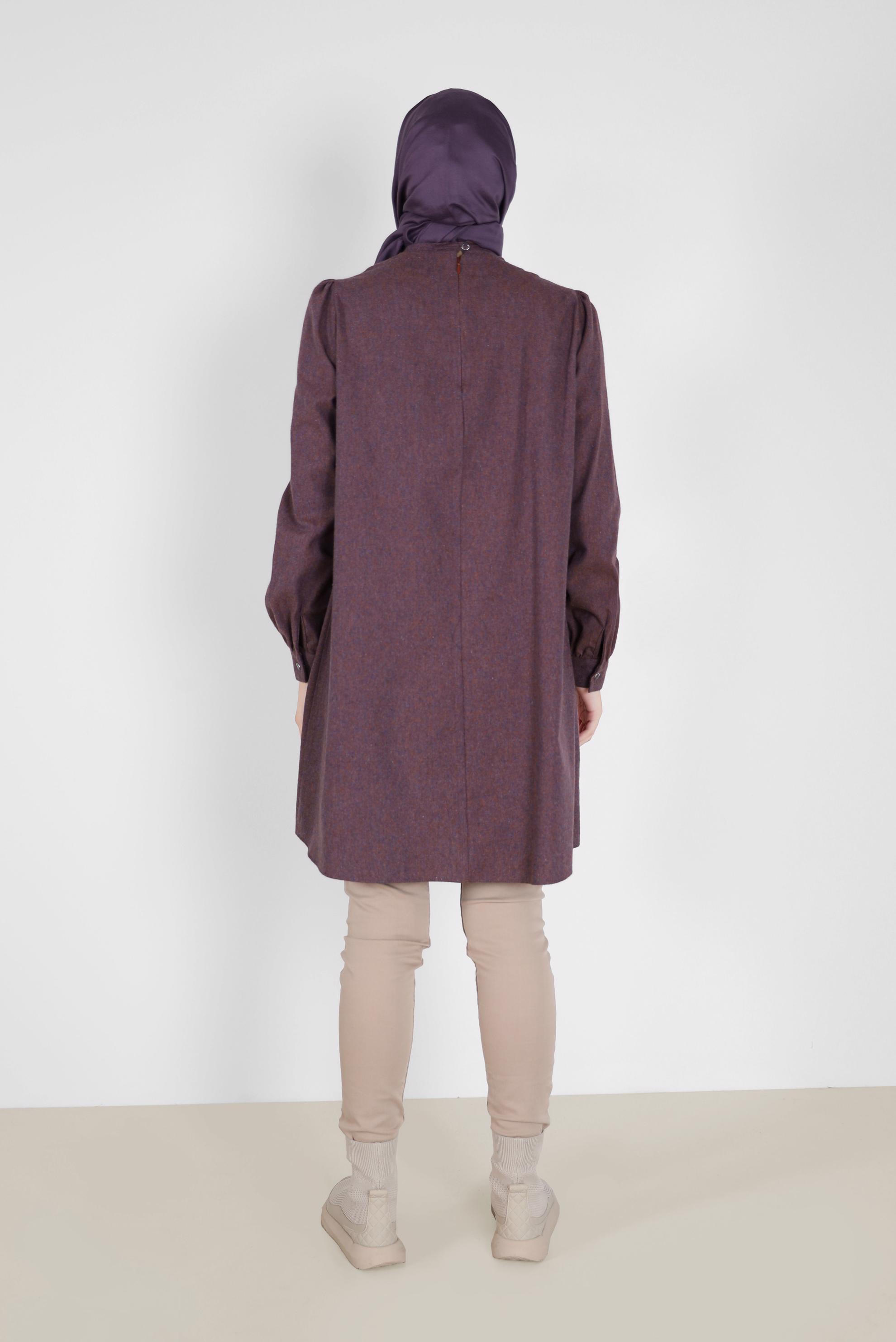 Tesettür giyim LACİVERT BAĞLAMA DETAYLI PAMUKLU TUNİK 42259