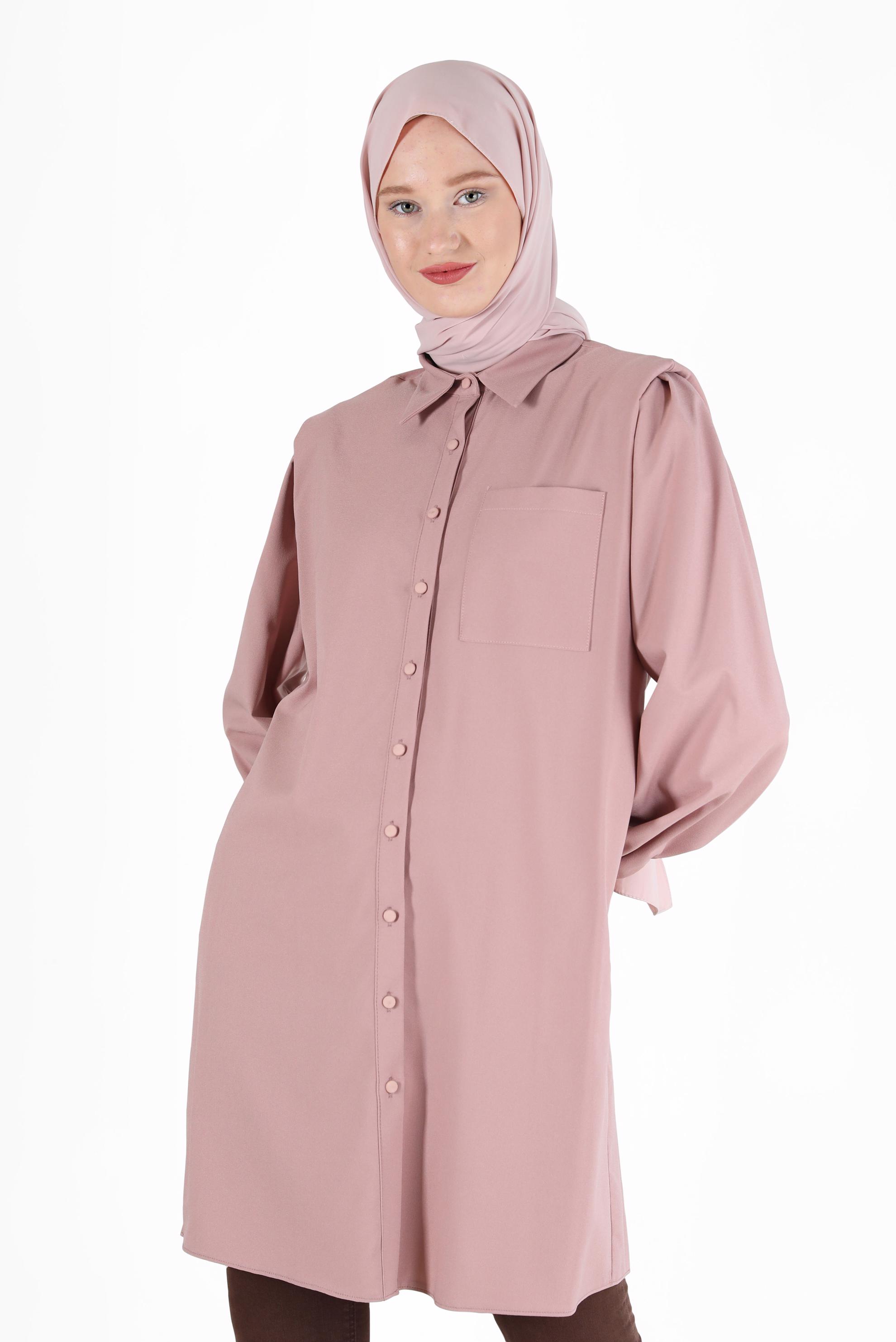 Hijab clothing POWDER POCKET DETAIL BUTTONED TUNIC 42263 