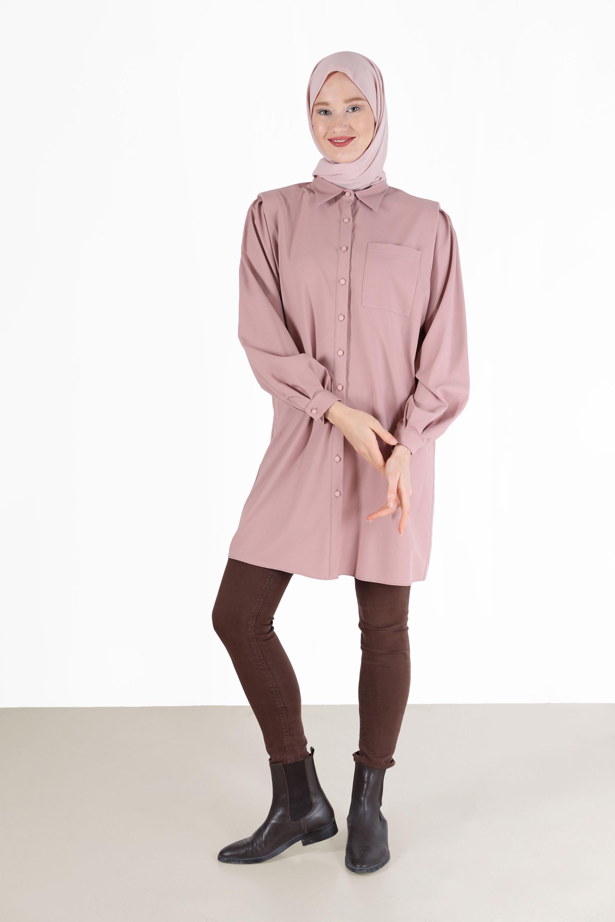 Hijab clothing POWDER POCKET DETAIL BUTTONED TUNIC 42263 