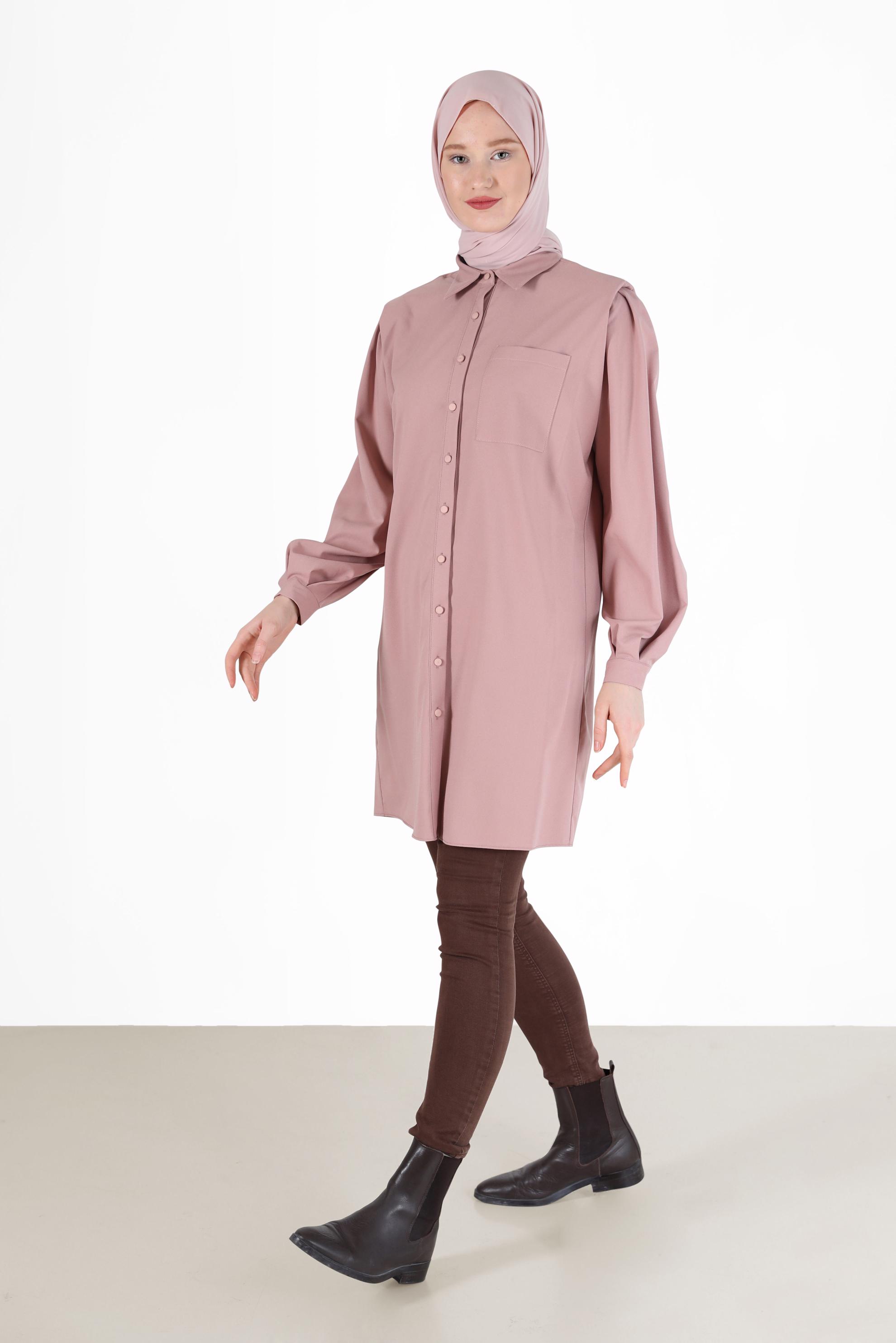 Hijab clothing POWDER POCKET DETAIL BUTTONED TUNIC 42263 