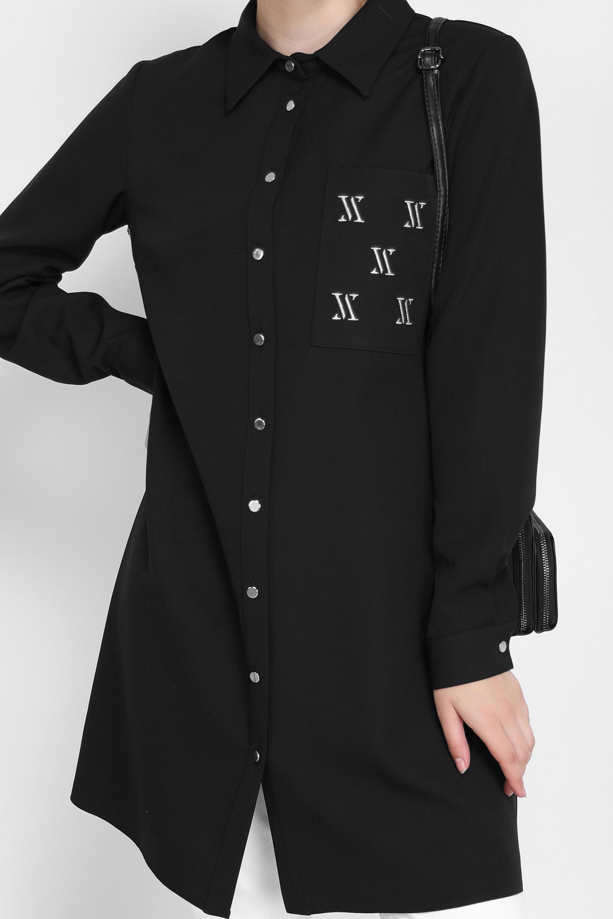 Hijab clothing BLACK EMBROIDERY DETAIL TUNIC 42287 