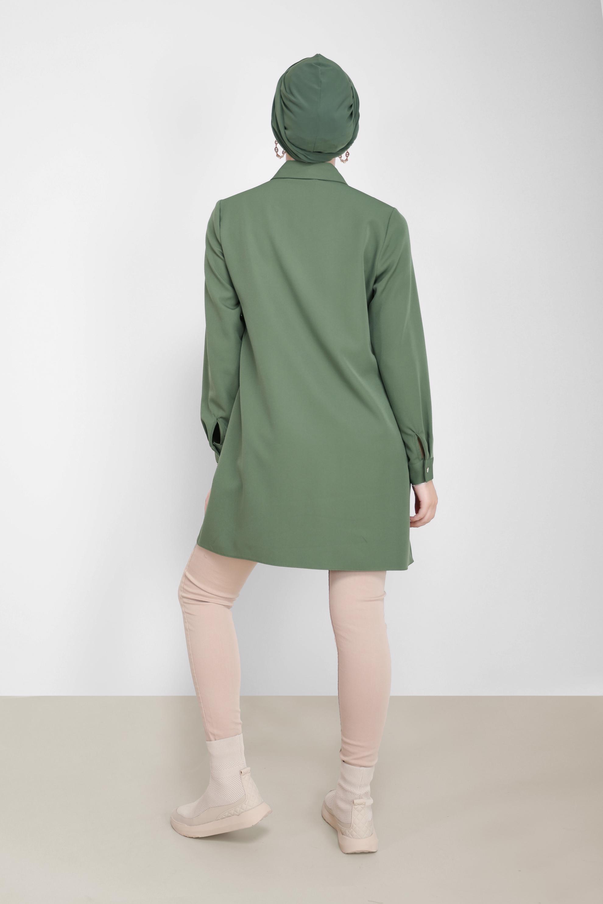 Hijab clothing GREEN EMBROIDERY DETAIL TUNIC 42287 