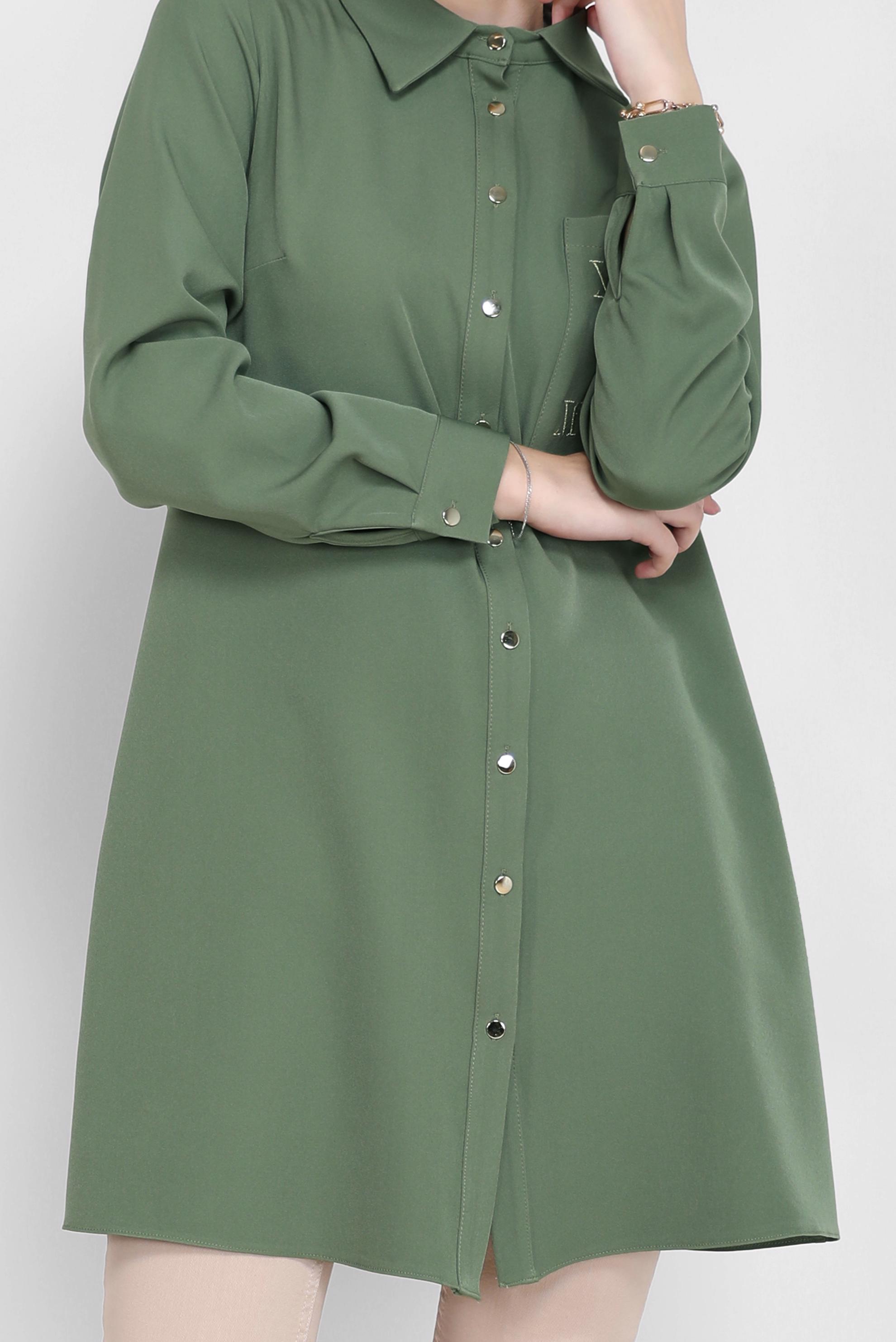 Hijab clothing GREEN EMBROIDERY DETAIL TUNIC 42287 