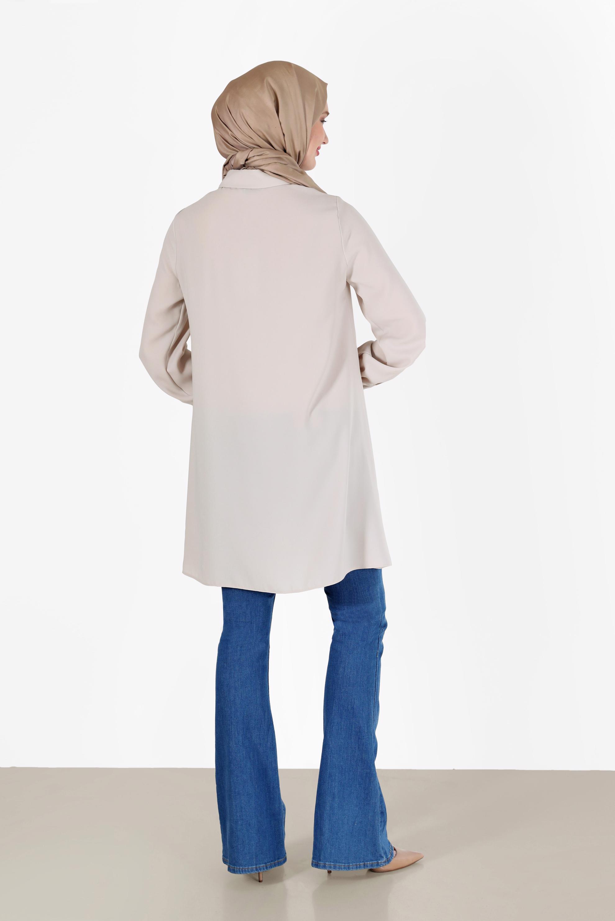 Hijab clothing BEIGE EMBROIDERY DETAIL TUNIC 42290 
