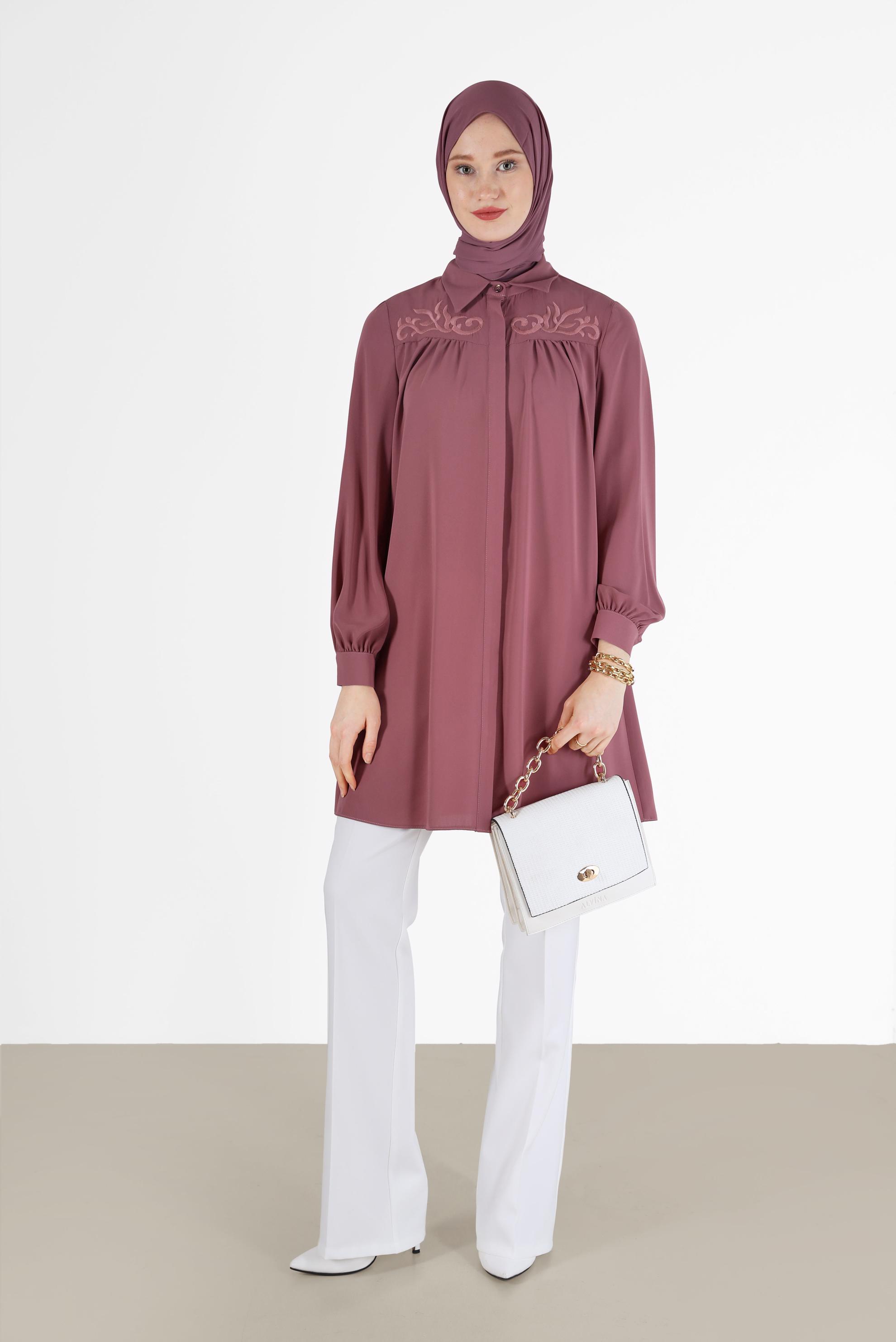 Hijab clothing PINK EMBROIDERY DETAIL TUNIC 42290 