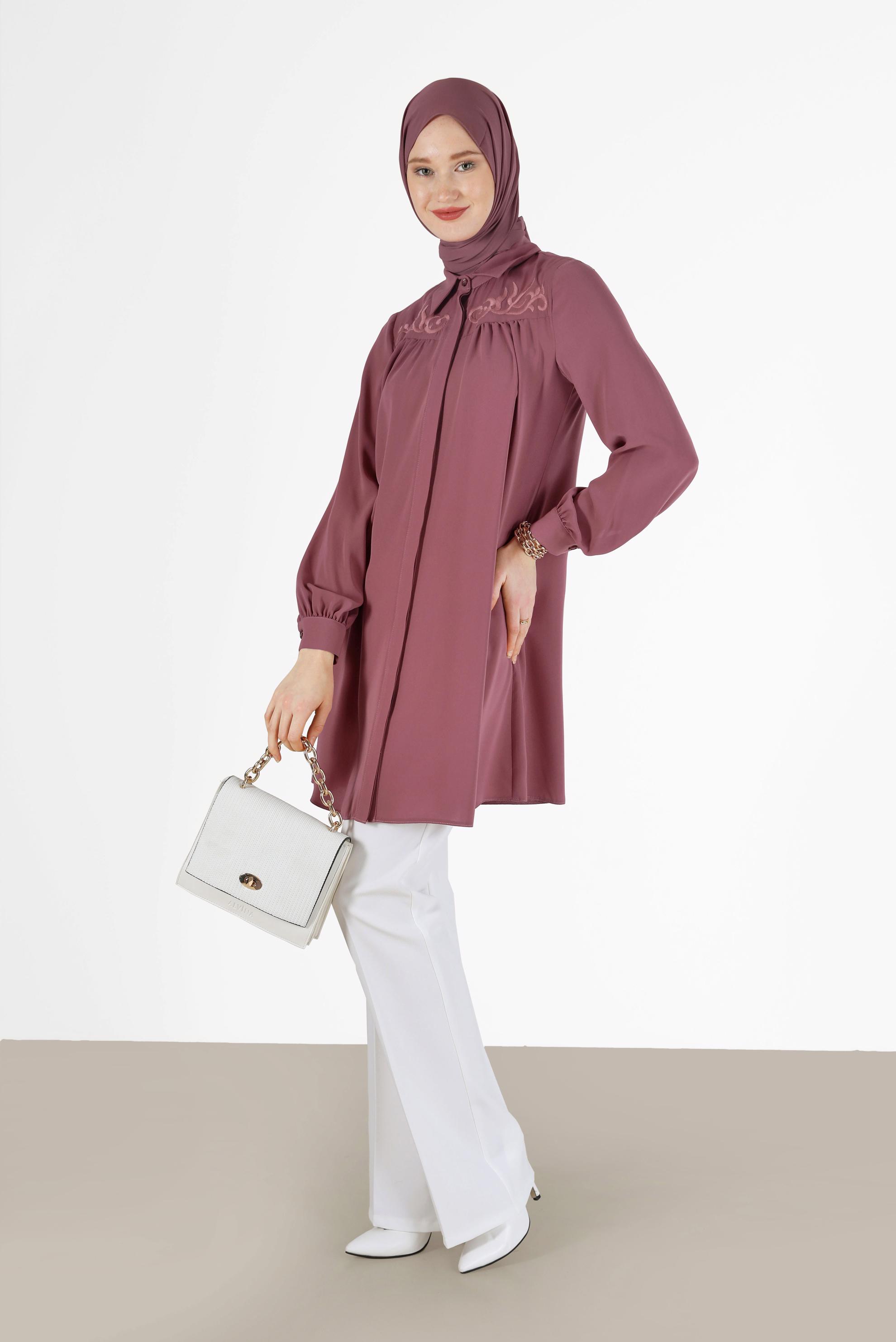 Hijab clothing PINK EMBROIDERY DETAIL TUNIC 42290 