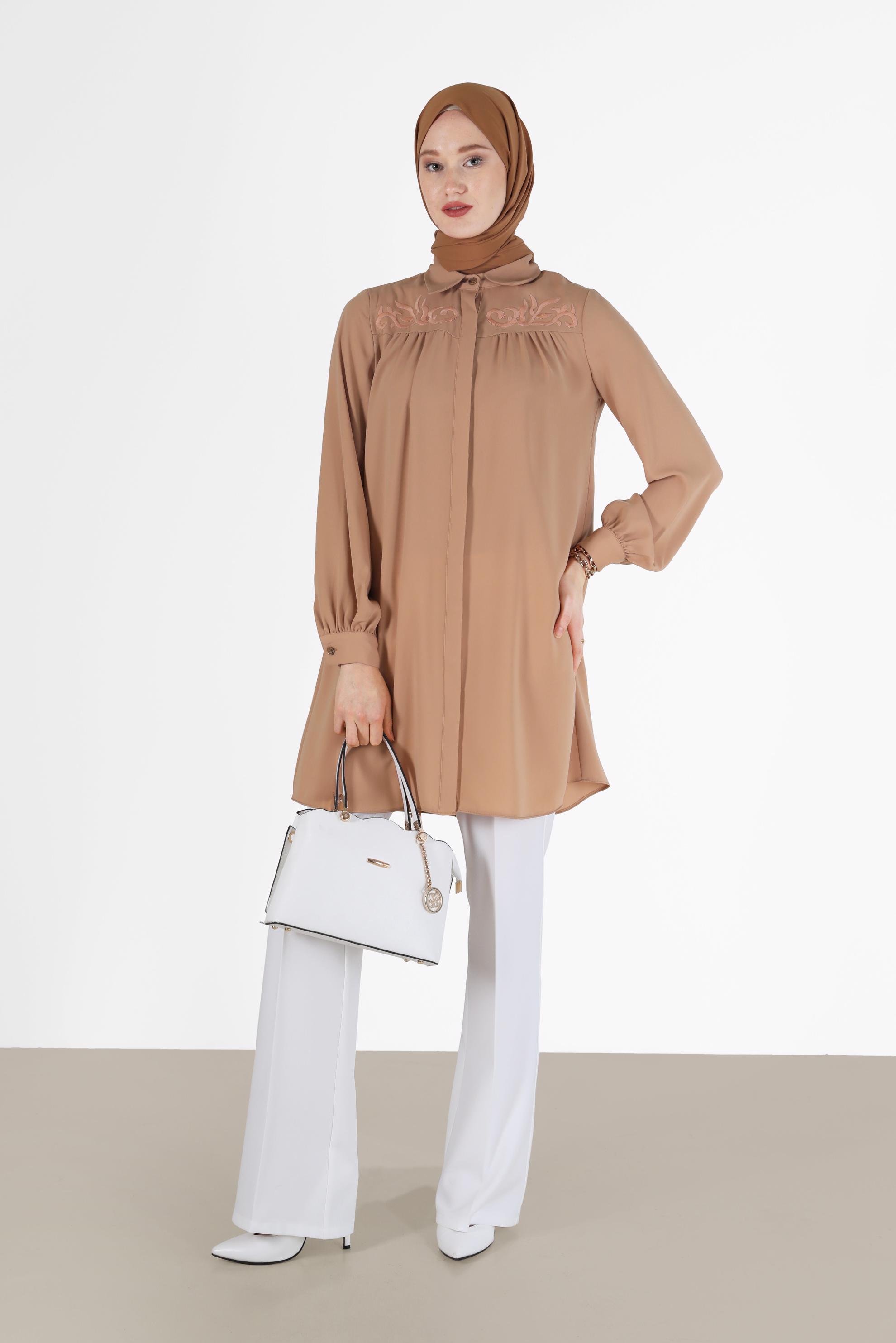 Hijab clothing PINK EMBROIDERY DETAIL TUNIC 42290 