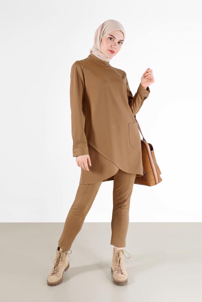 Tesettür giyim  FERMUAR DETAYLI ASİMETRİK KESİM TUNİK 42294  - ALVİNA