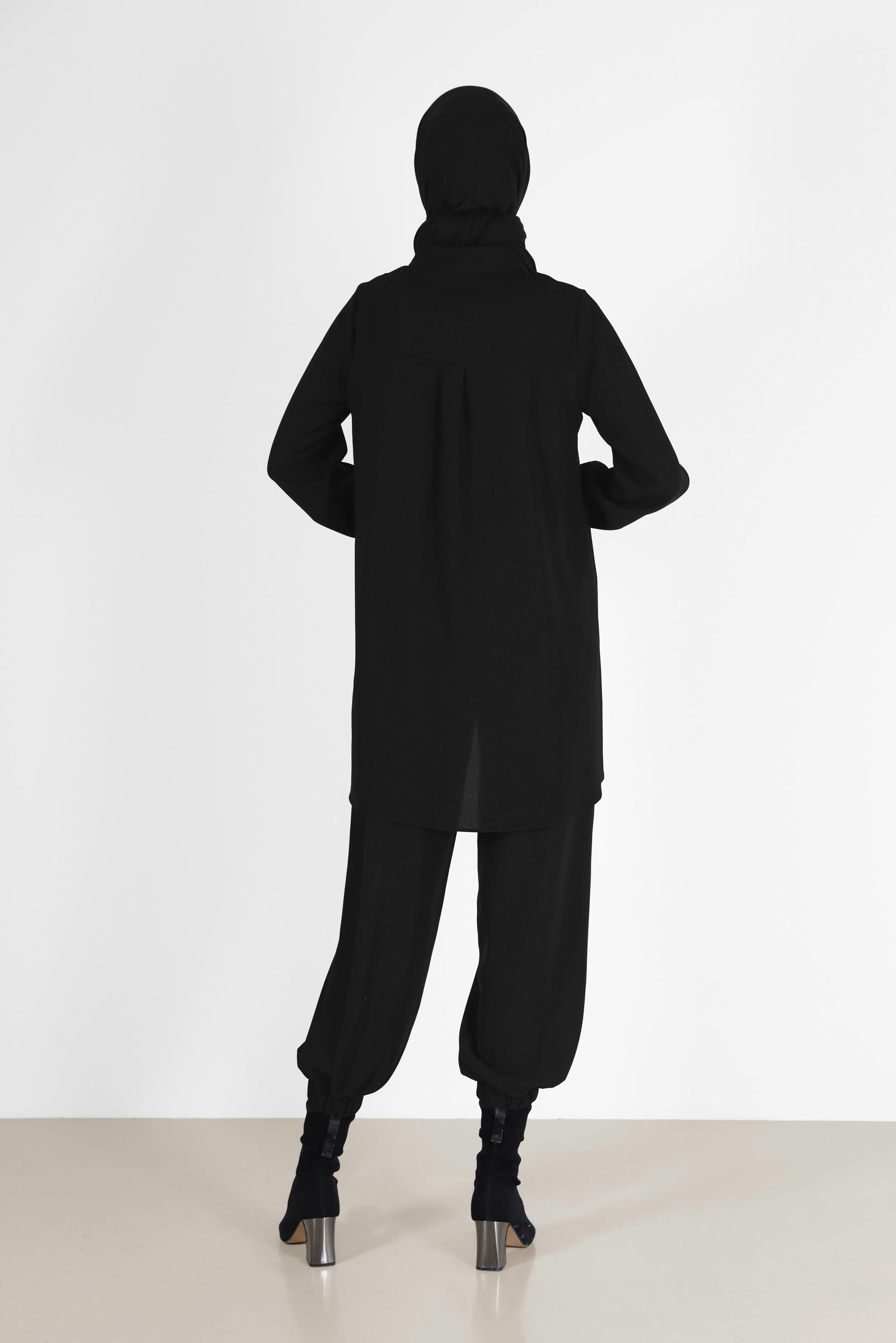 Tesettür giyim SİYAH BASIC KREP TUNİK 42295 