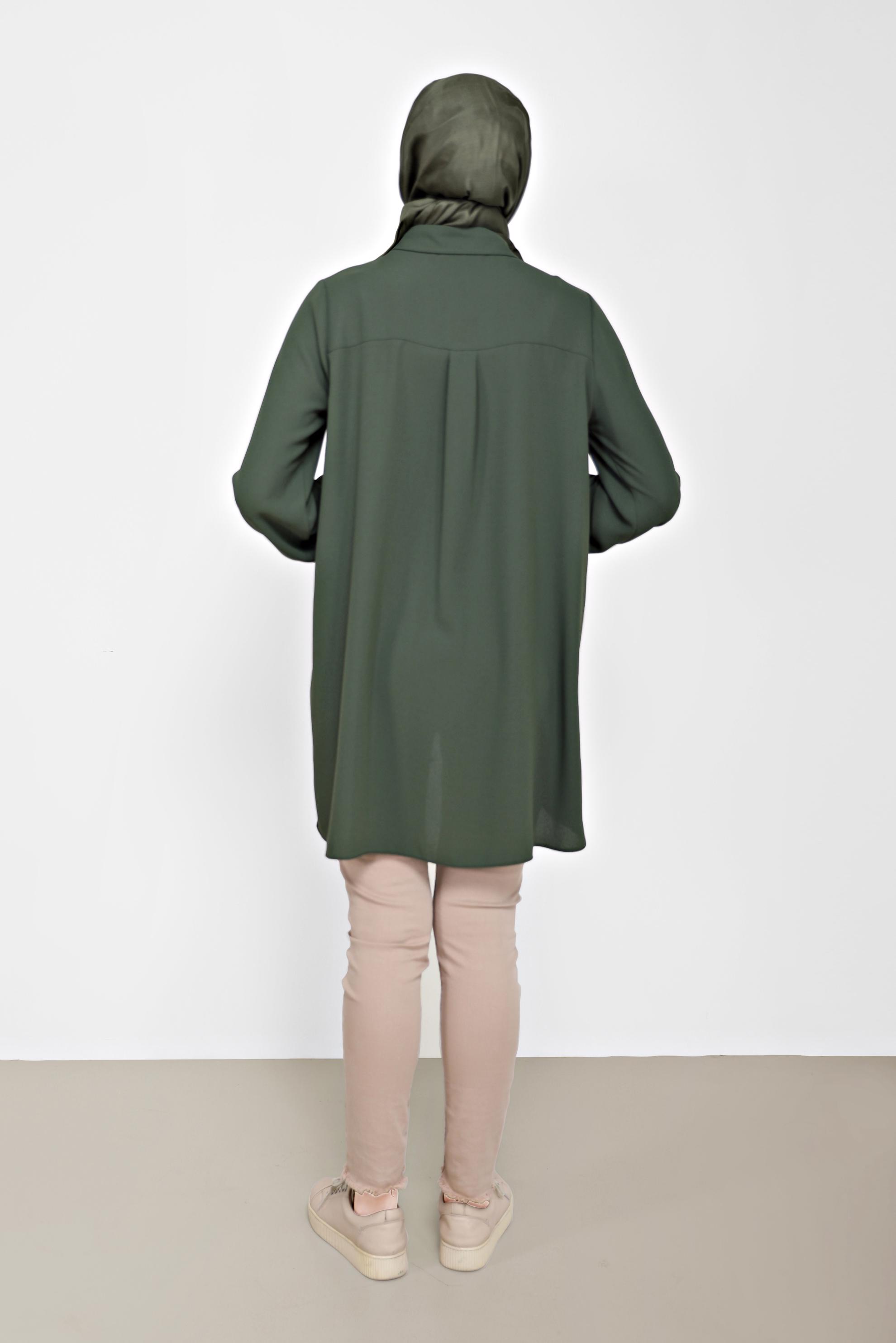 Tesettür giyim HAKİ BASIC KREP TUNİK 42295 