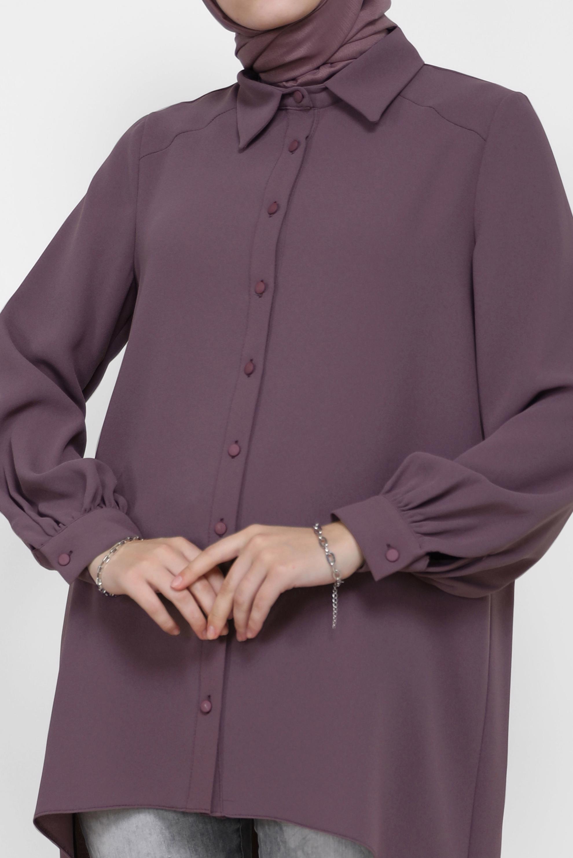 Tesettür giyim MOR BASIC KREP TUNİK 42295 