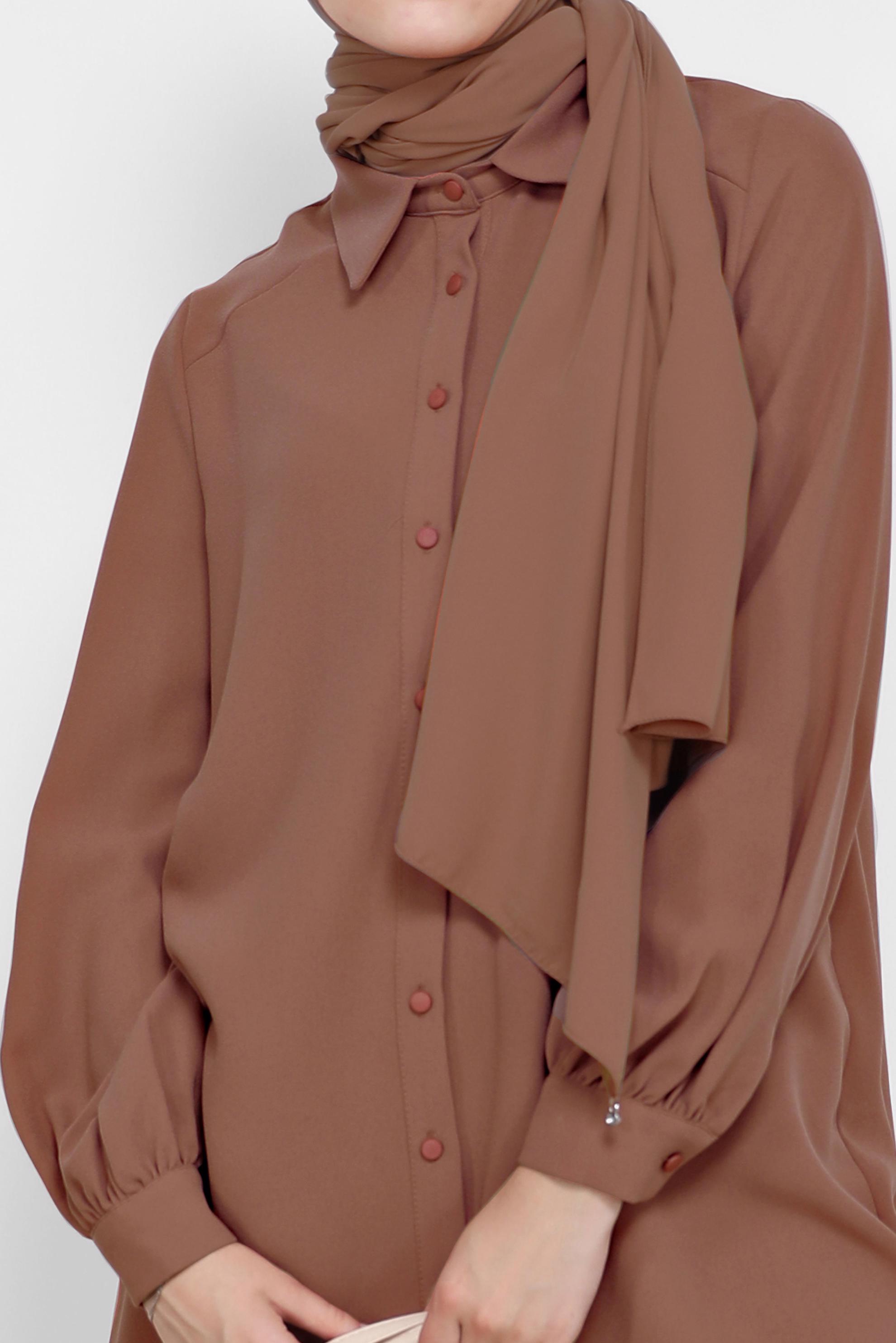 Tesettür giyim KAHVE BASIC KREP TUNİK 42295 