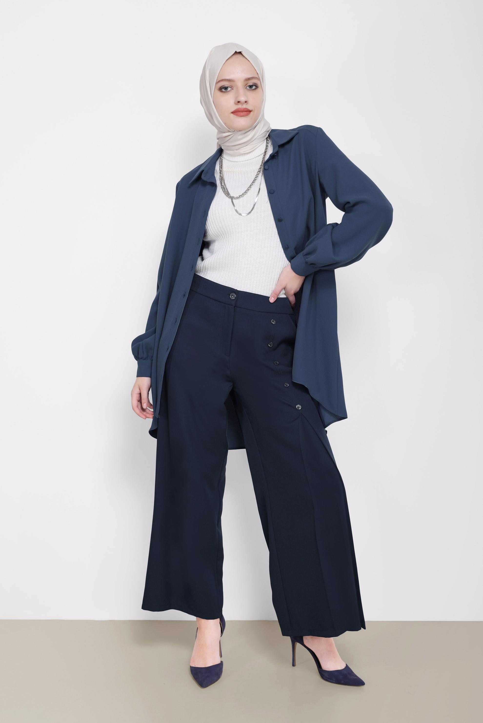 Tesettür giyim LACİVERT BASIC KREP TUNİK 42295 